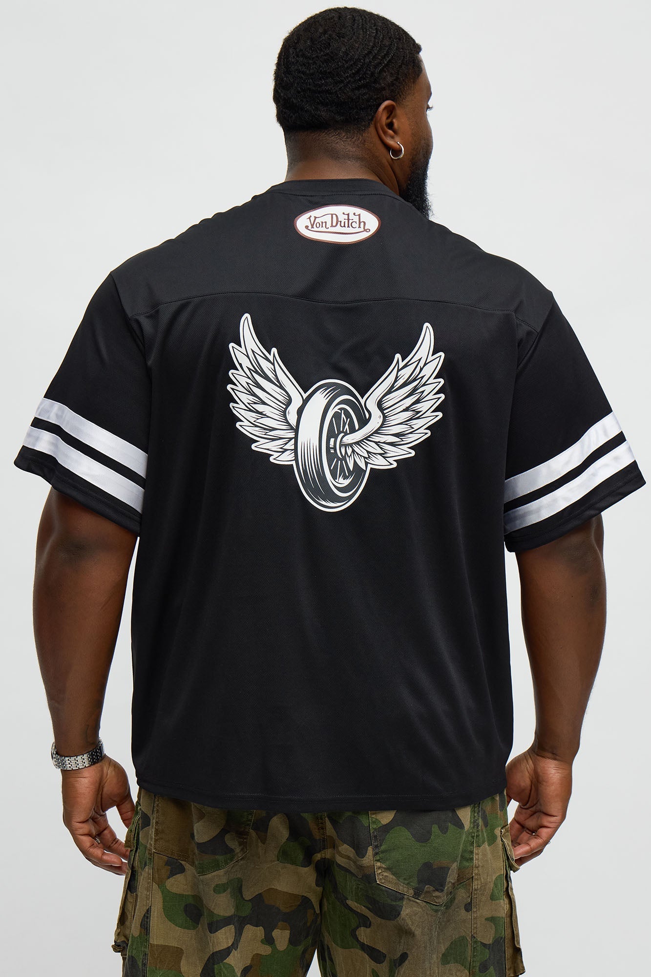 Von Dutch Flying High V Neck Tee - Black/combo