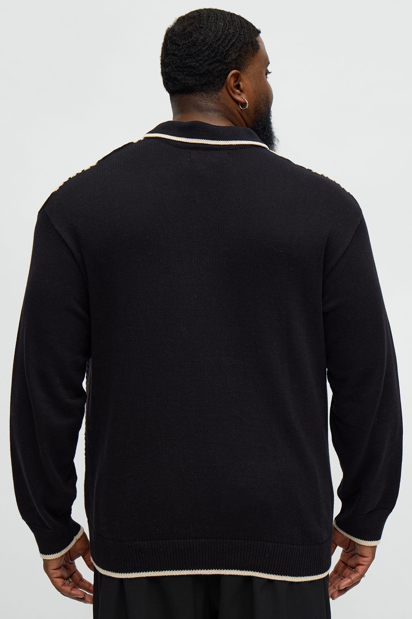 Relaxed Skylines Collared Sweater - Black/combo