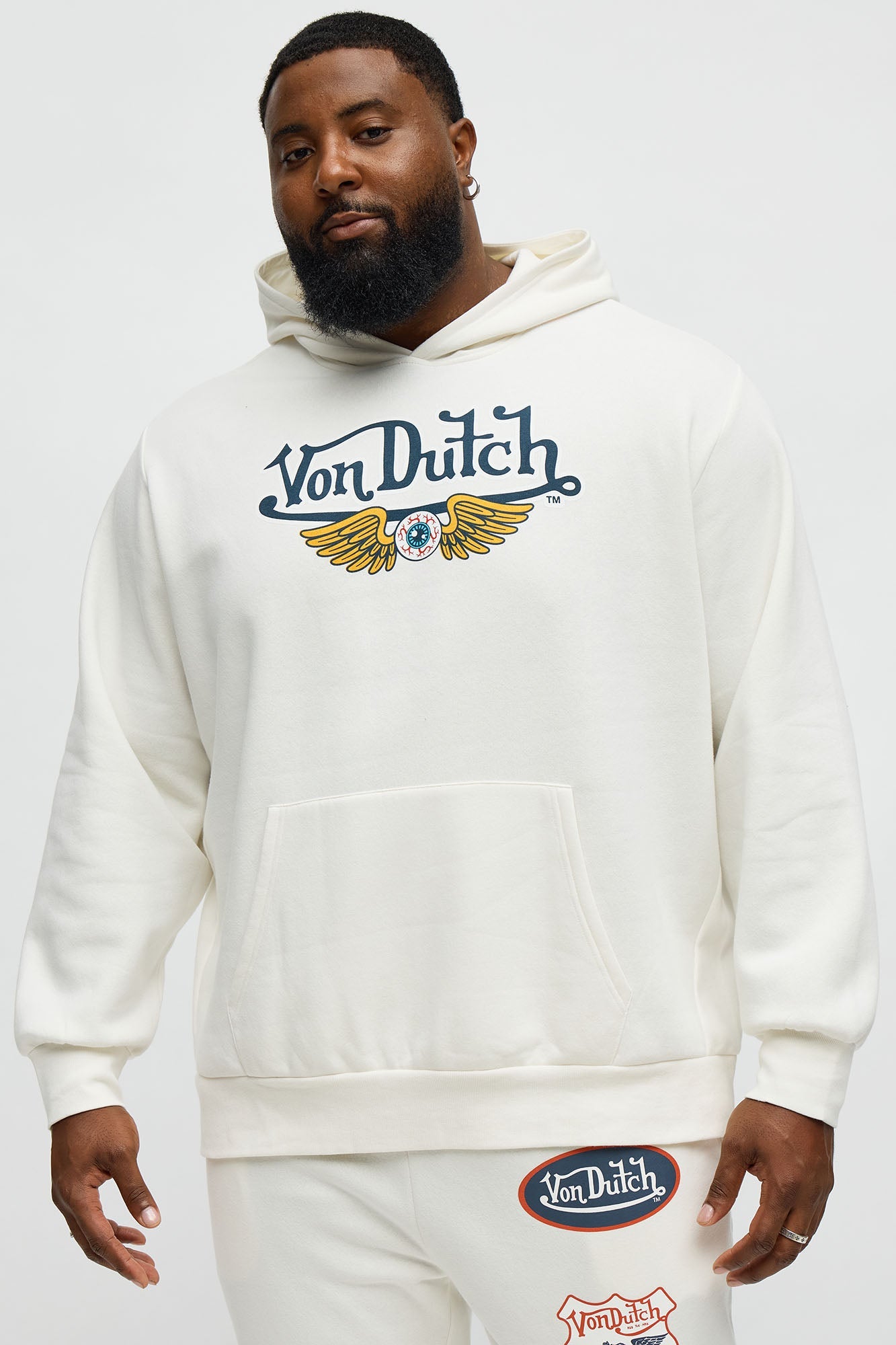Von Dutch Pinstriped Hoodie - Cream