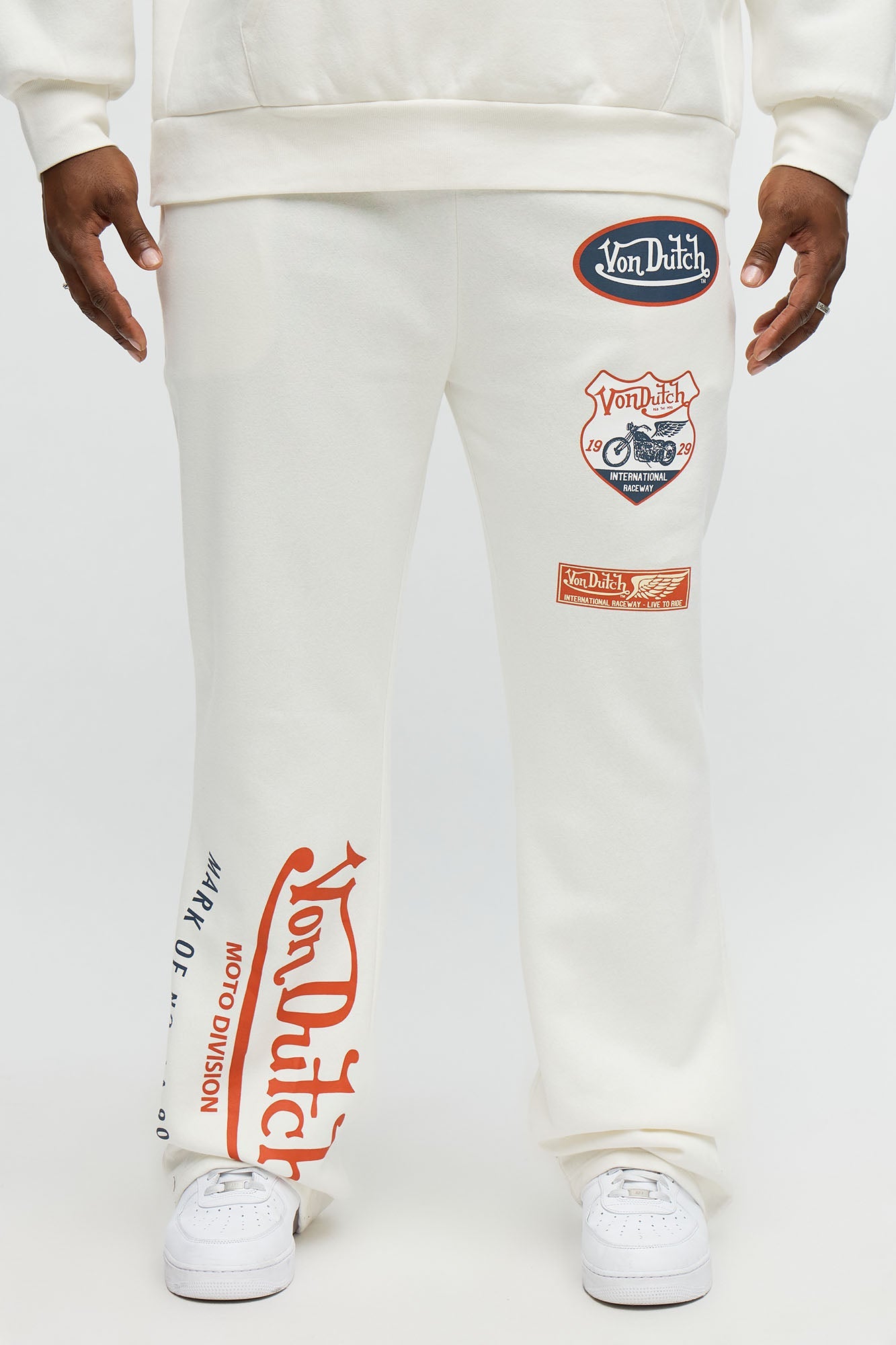 Von Dutch Pinstriped Flared Sweatpants - Cream