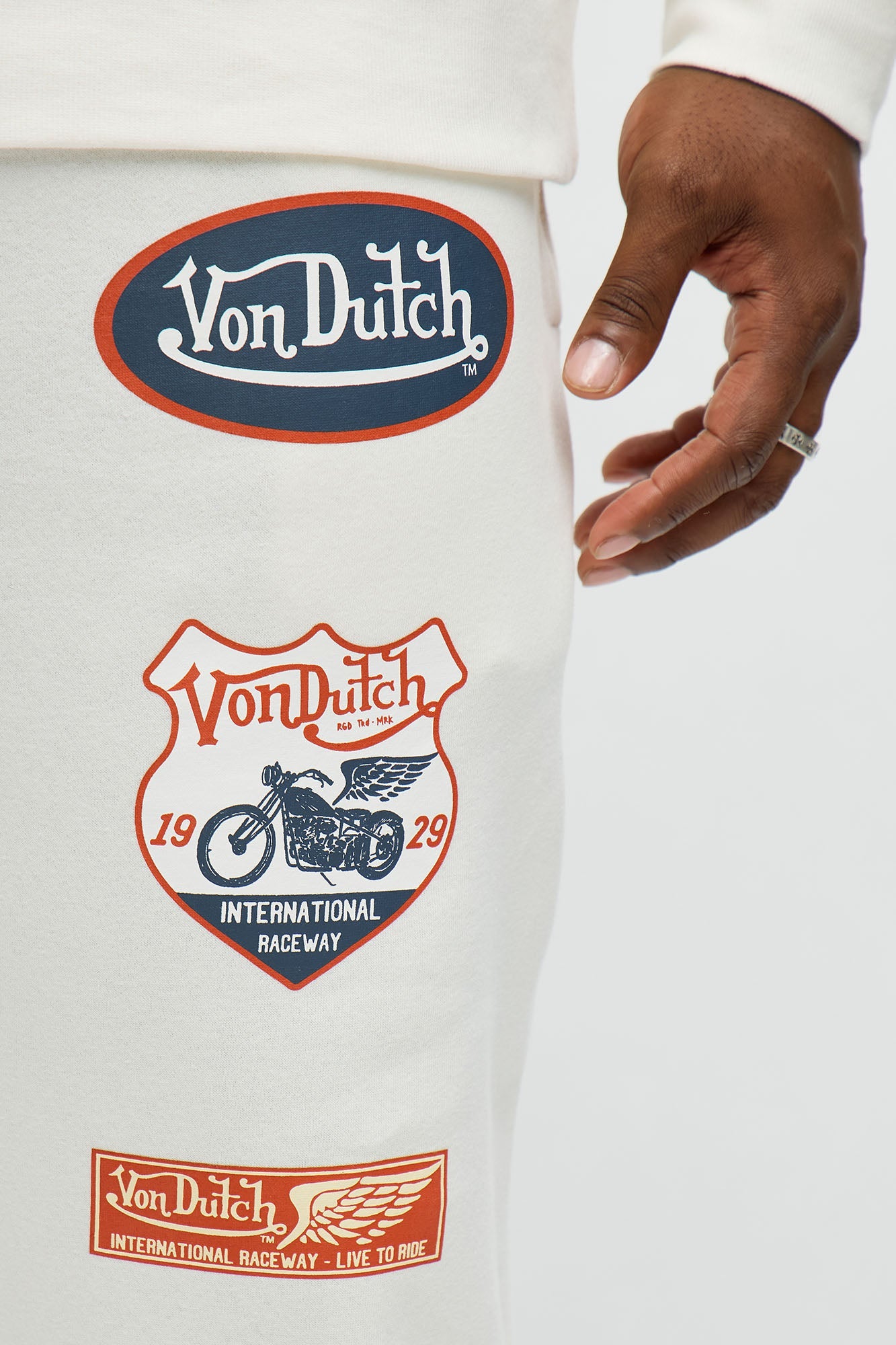 Von Dutch Pinstriped Flared Sweatpants - Cream