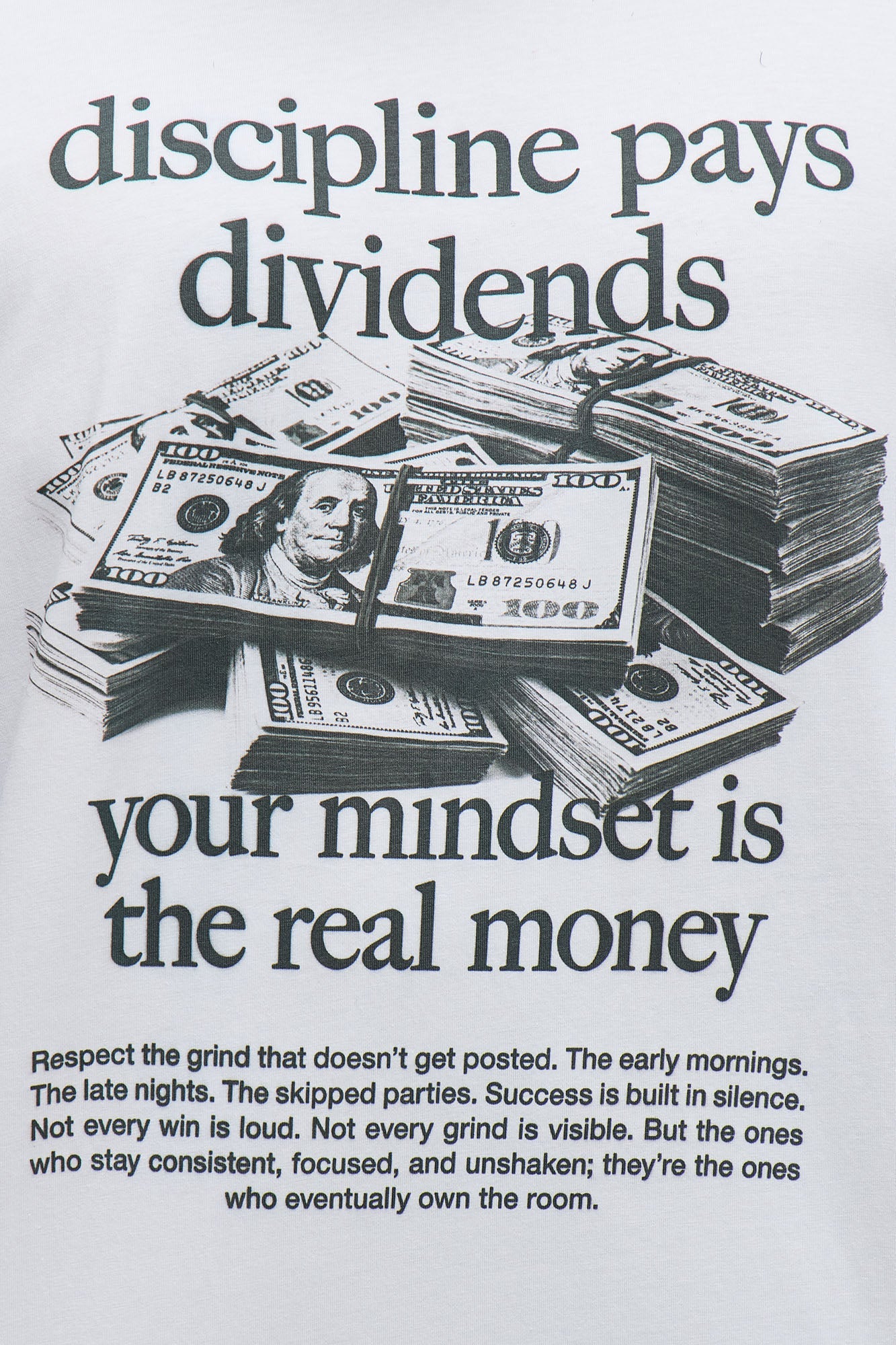 Discipline Pays Dividends Short Sleeve Tee - White