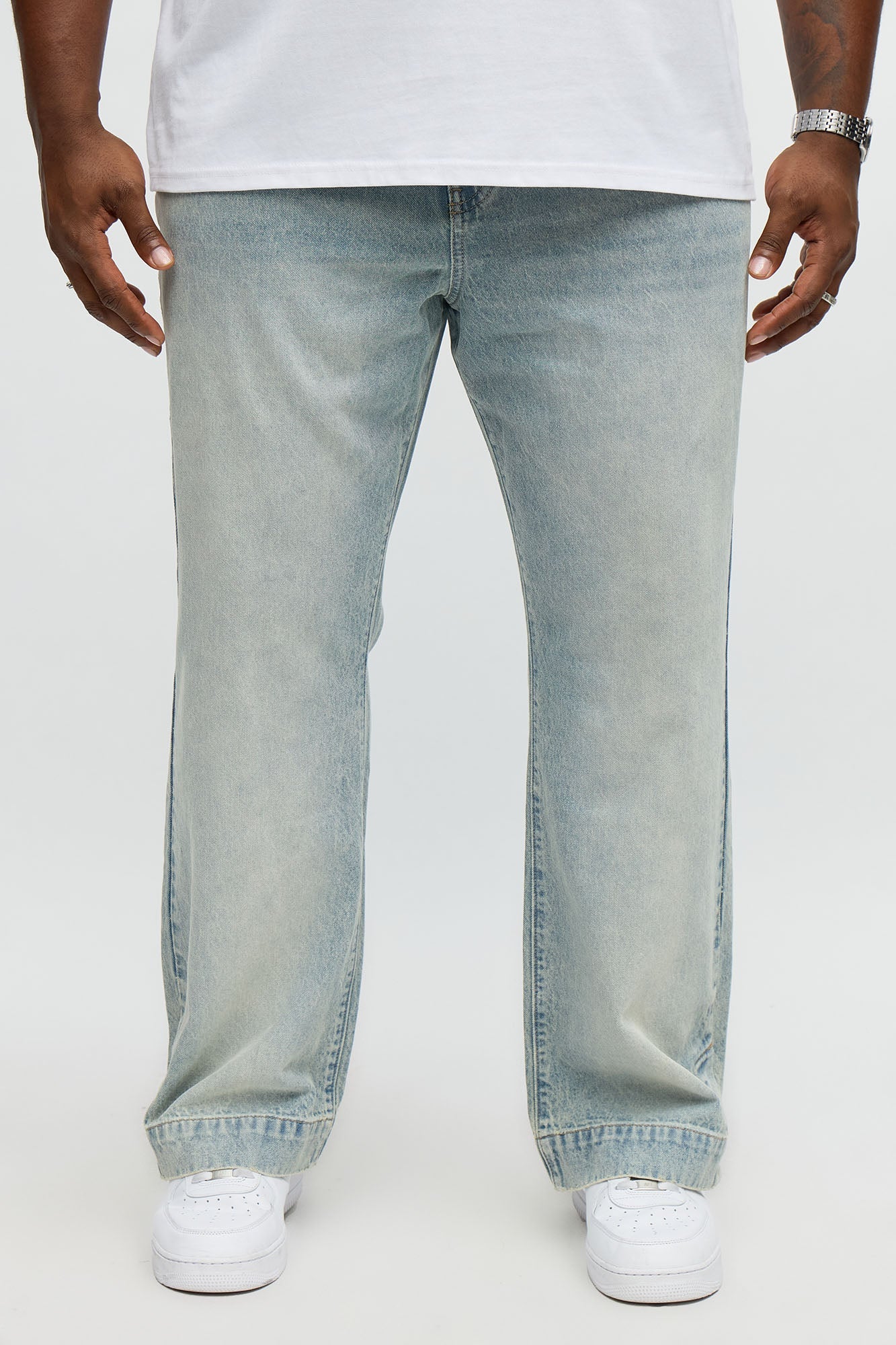 Straight Flare Snapped In Jean - Vintage Blue Wash