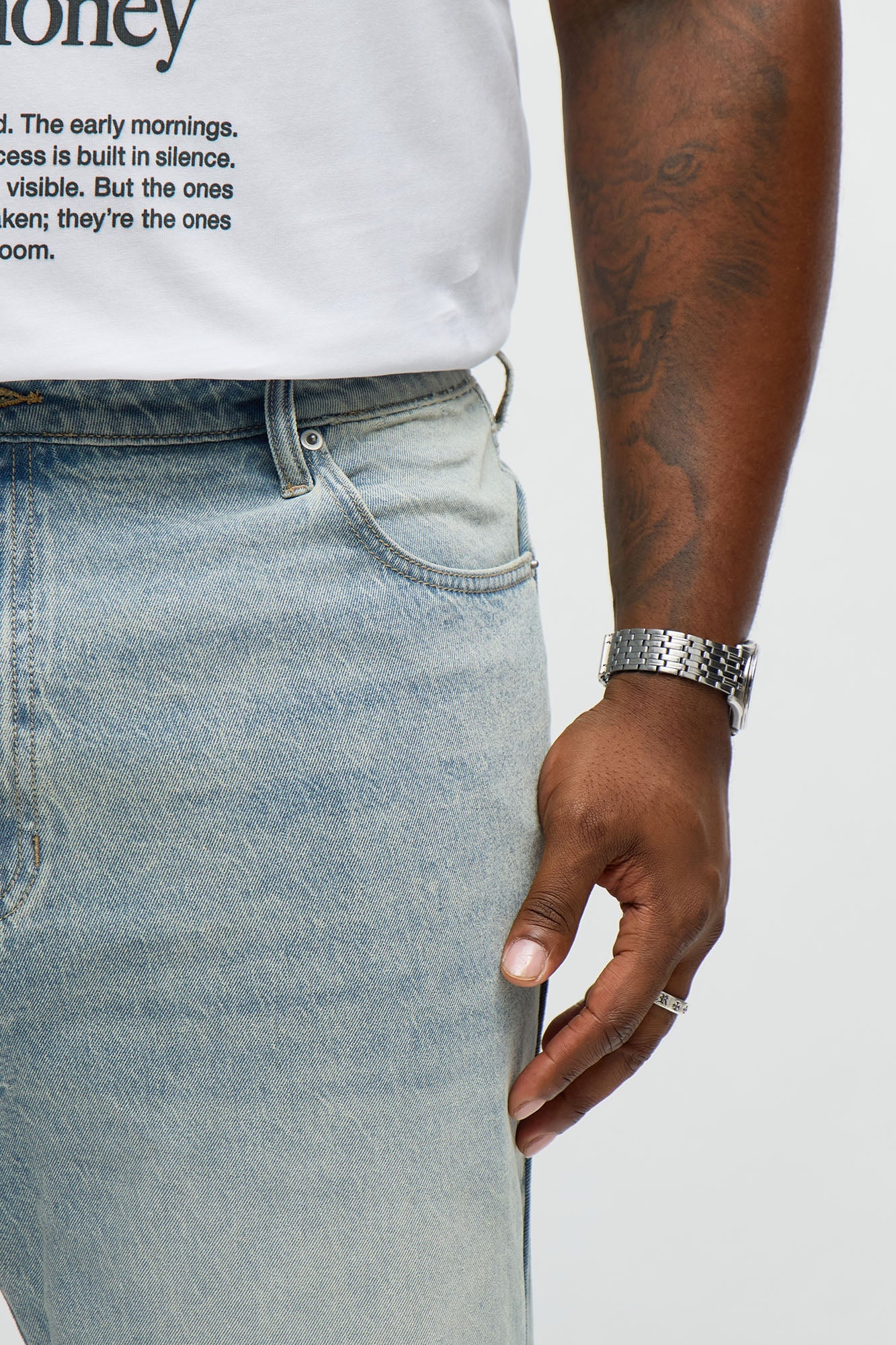 Straight Flare Snapped In Jean - Vintage Blue Wash