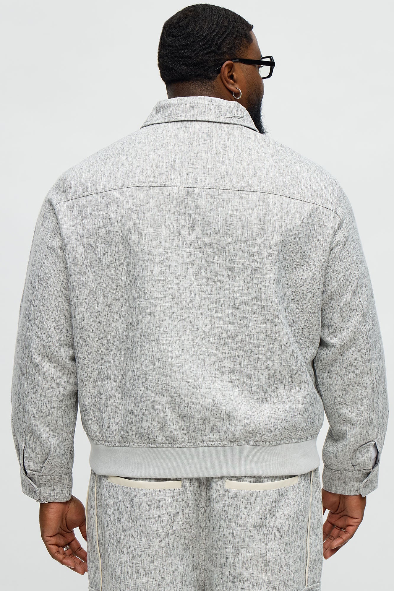 Tweed Textured Zip Jacket - Grey/combo