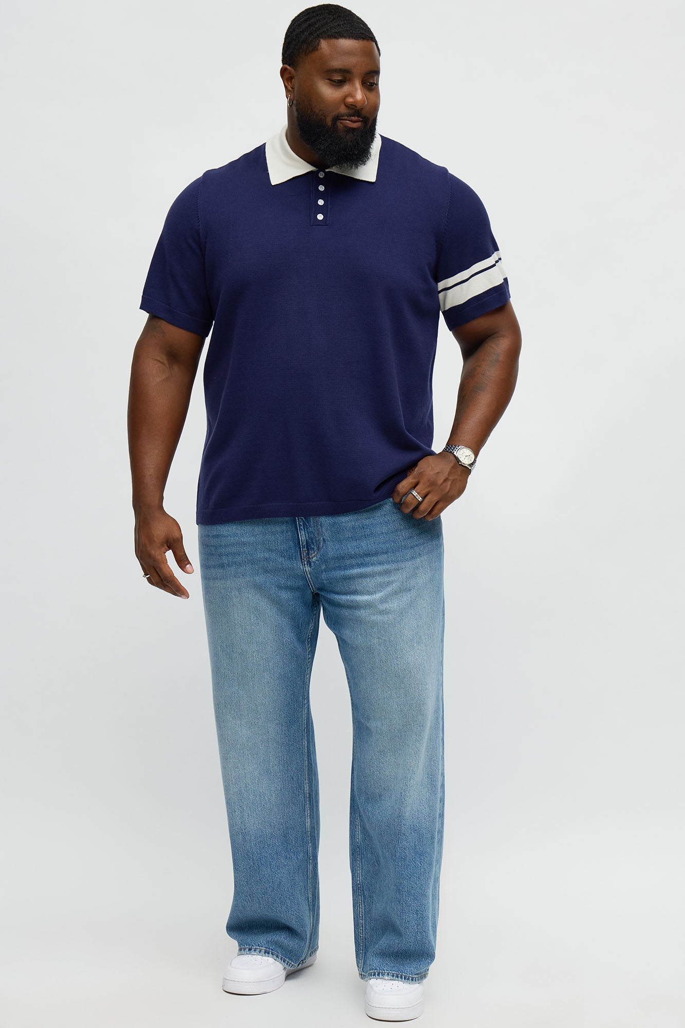 Relaxed Harbor Hill Colorblock Polo - Navy/combo