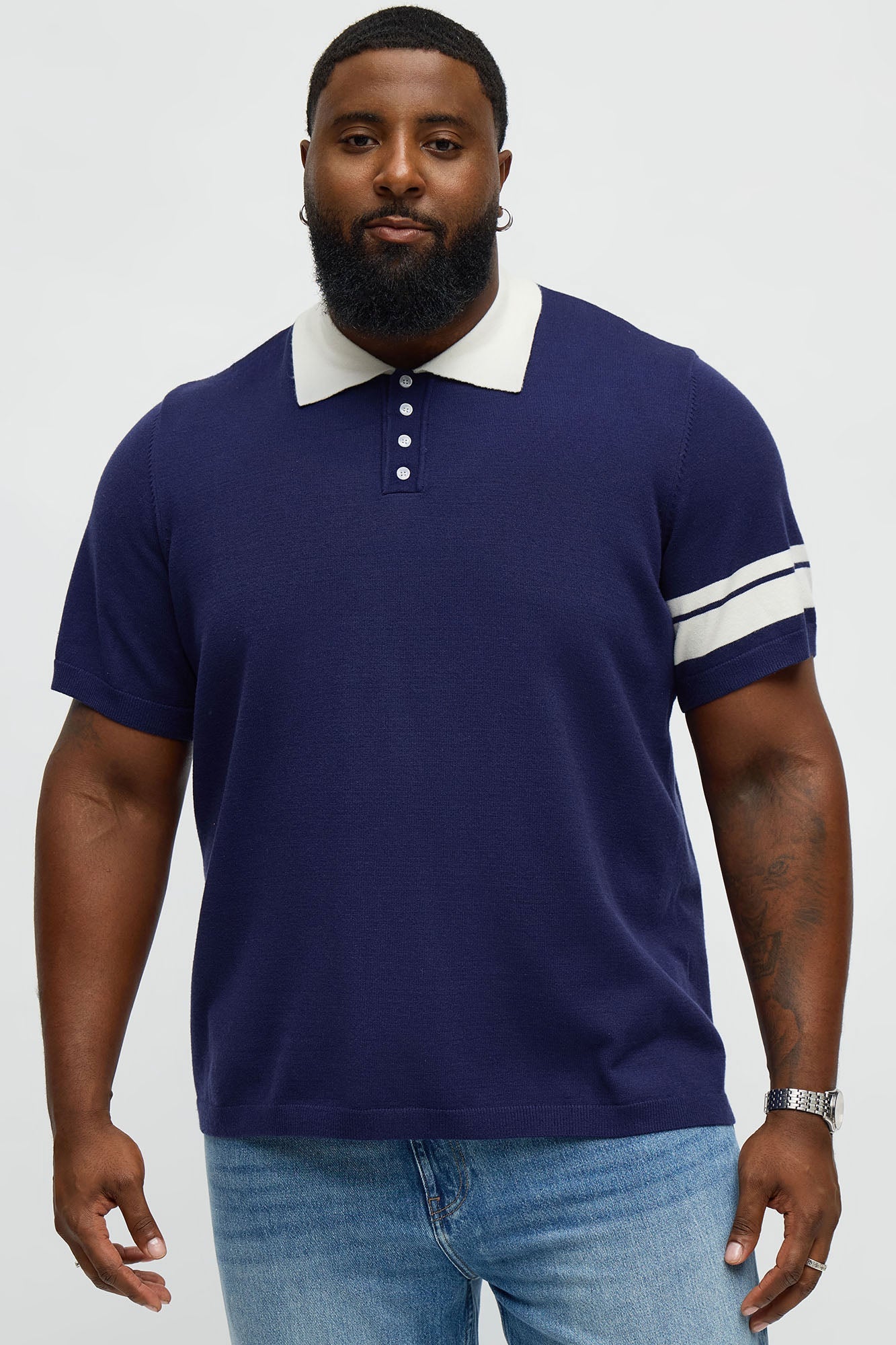 Relaxed Harbor Hill Colorblock Polo - Navy/combo