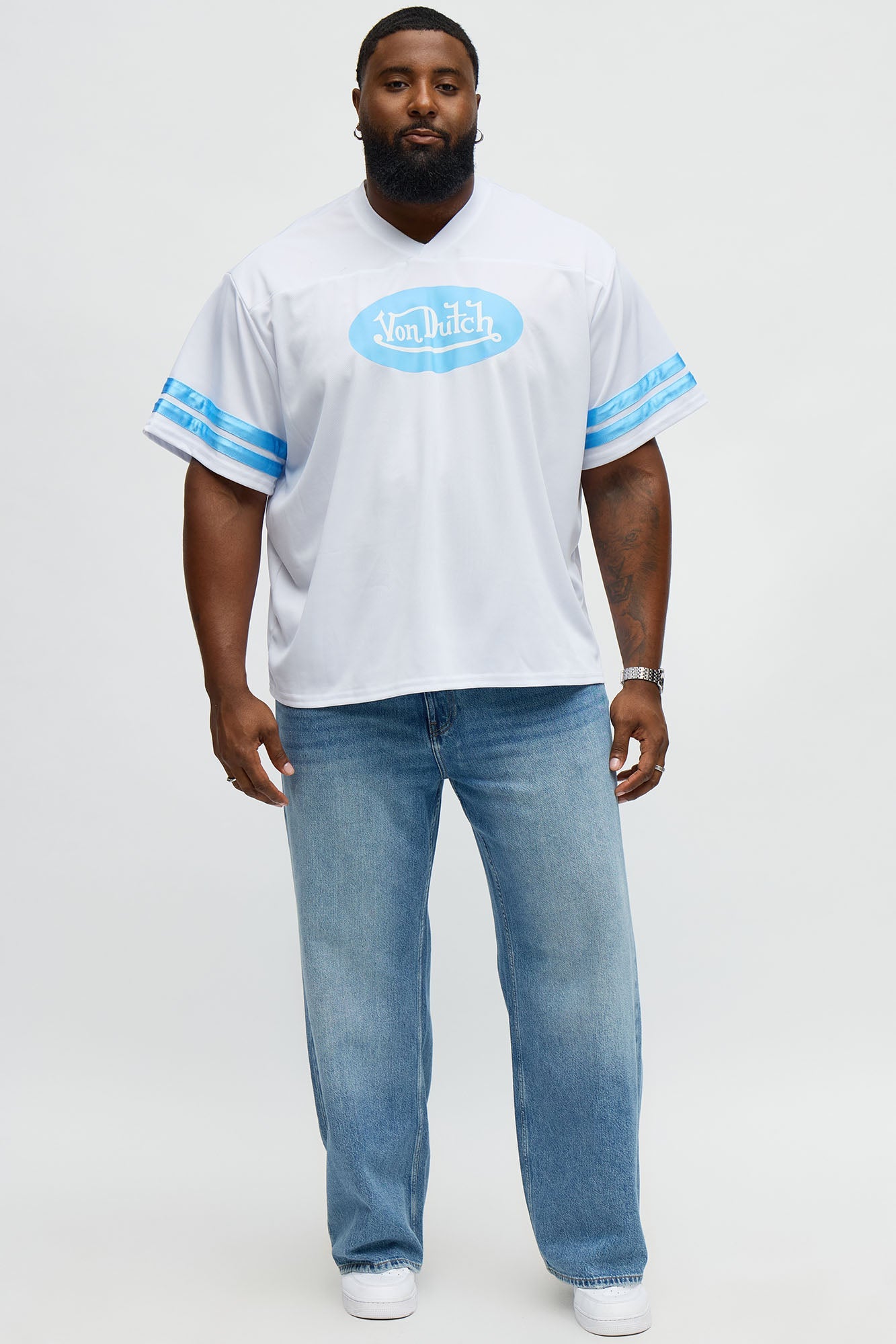 Von Dutch Originals V Neck Tee - White/combo