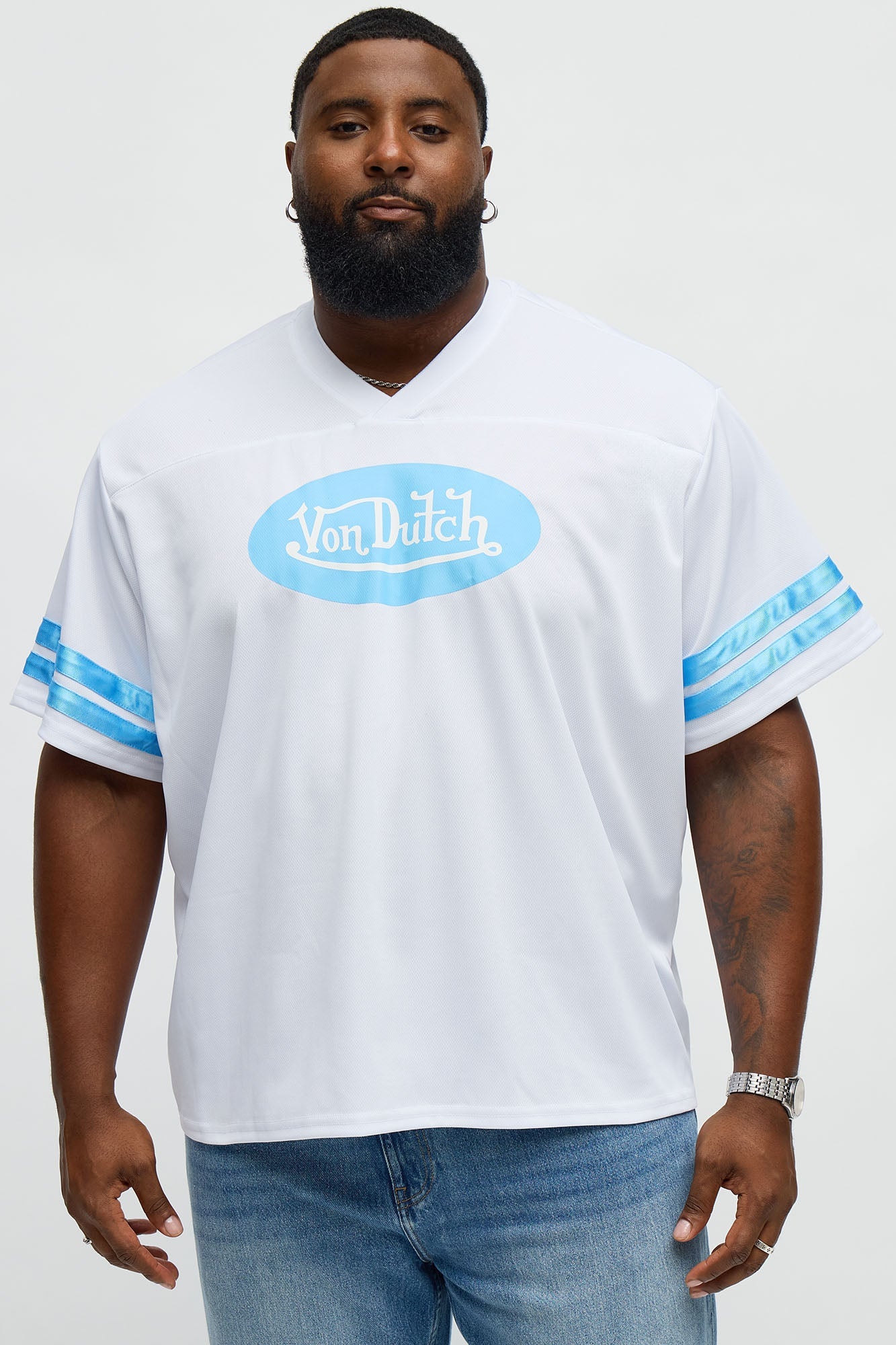 Von Dutch Originals V Neck Tee - White/combo