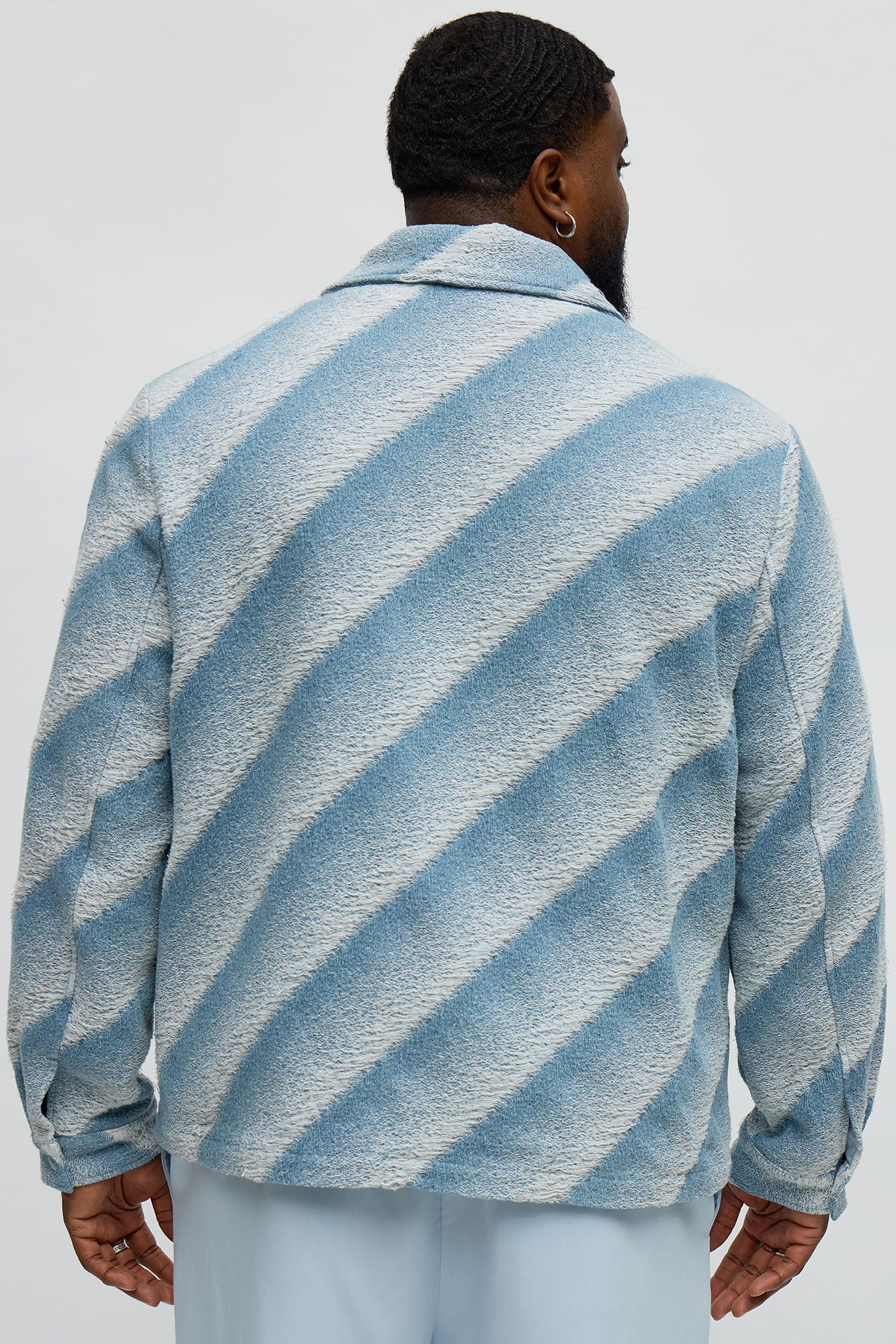 Relaxed Faded Lines Tapestry Zip Jacket - Ice Blue