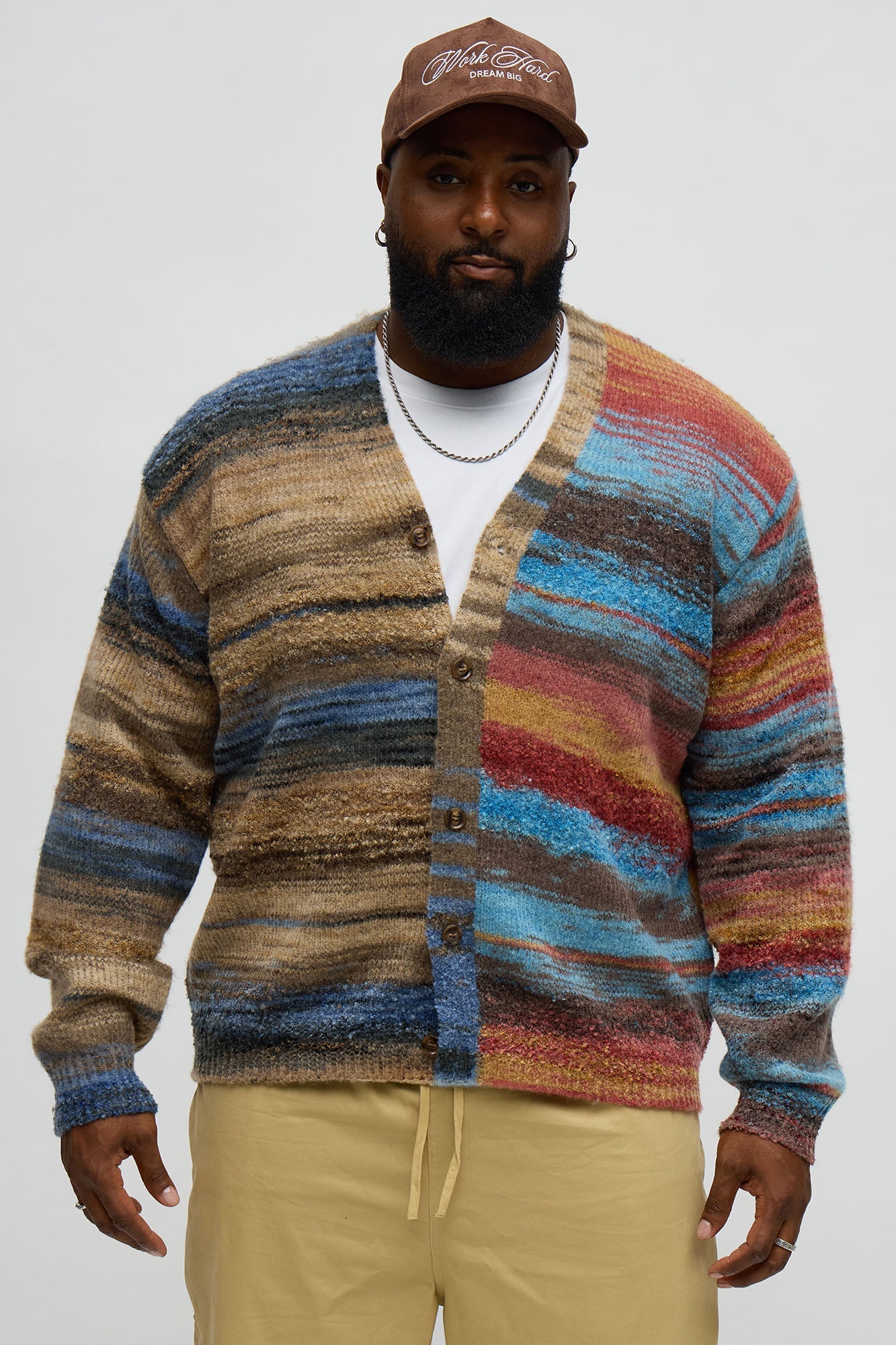 Cameroonian Textured Cardigan - Brown/combo