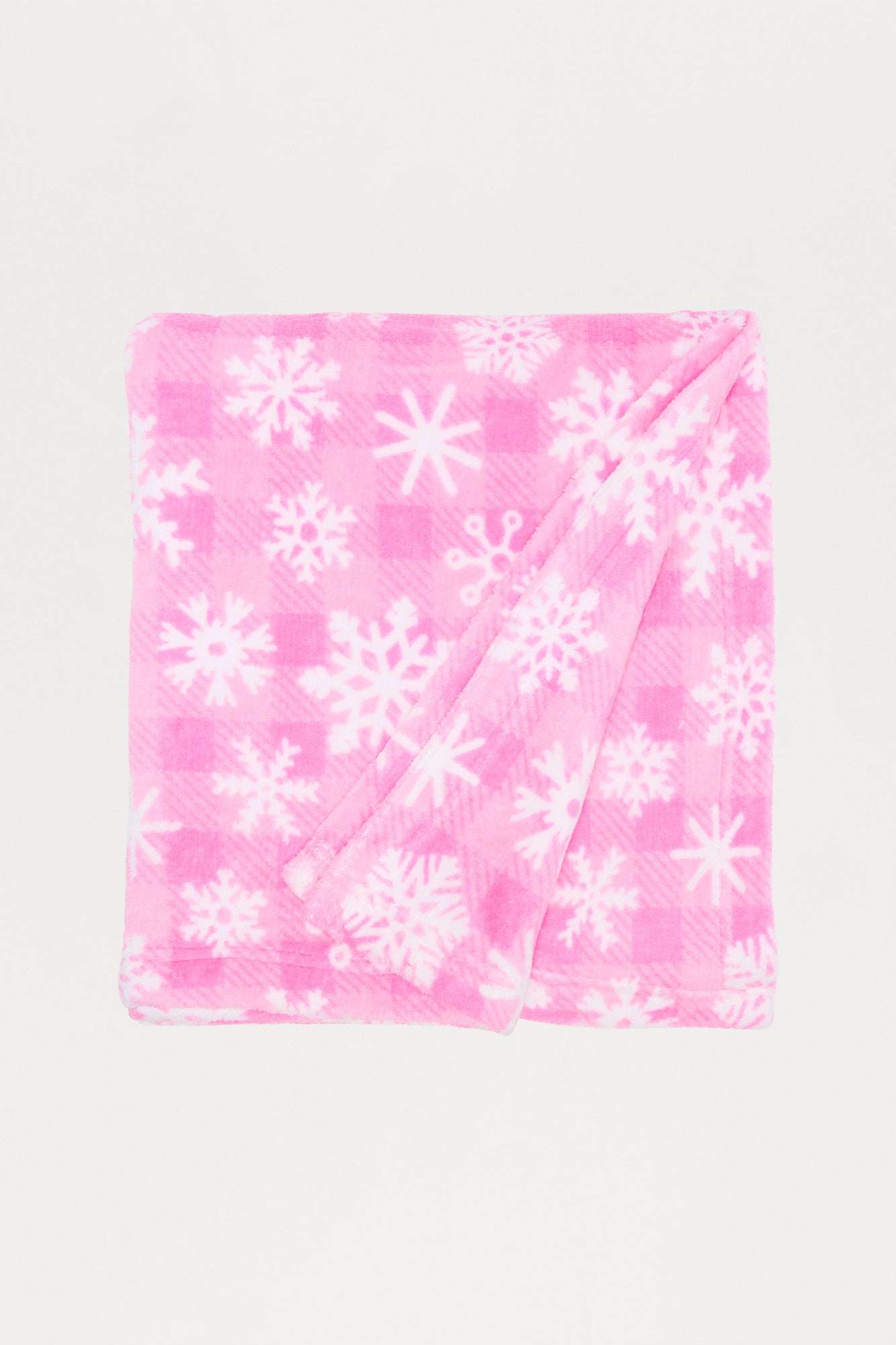 Jolly Snowflakes Plush Blanket - Pink
