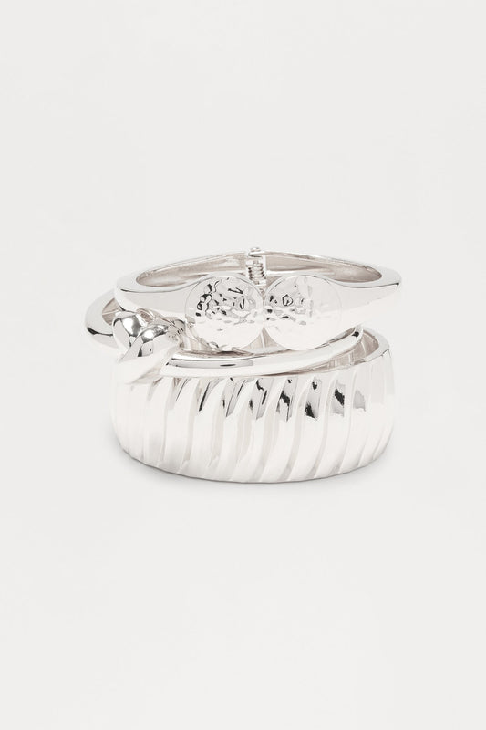 Take Me Out 3 Piece Bracelet Set - Silver