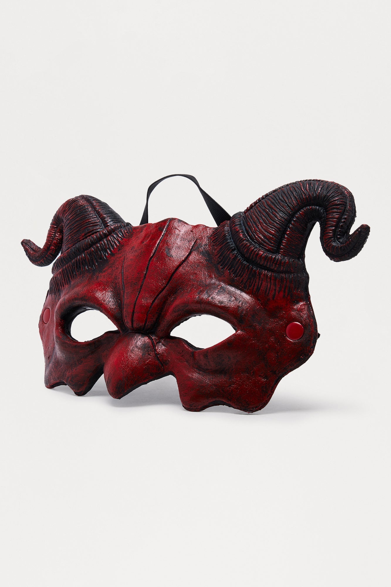 Sinister Devil Half Mask Costume - Red/Black