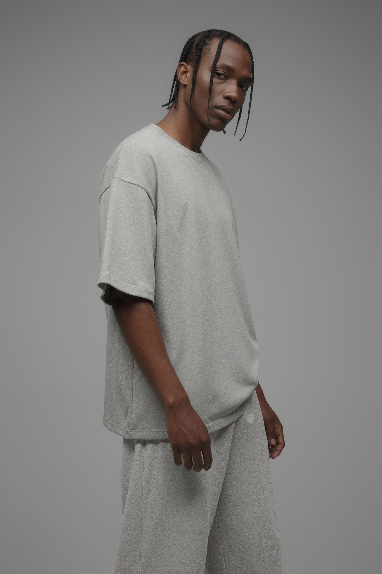 410 Oversized Fleece Tee - Heather Grey