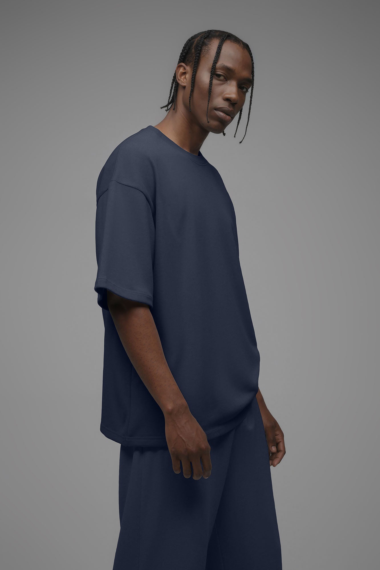 410 Oversized Fleece Tee - Navy