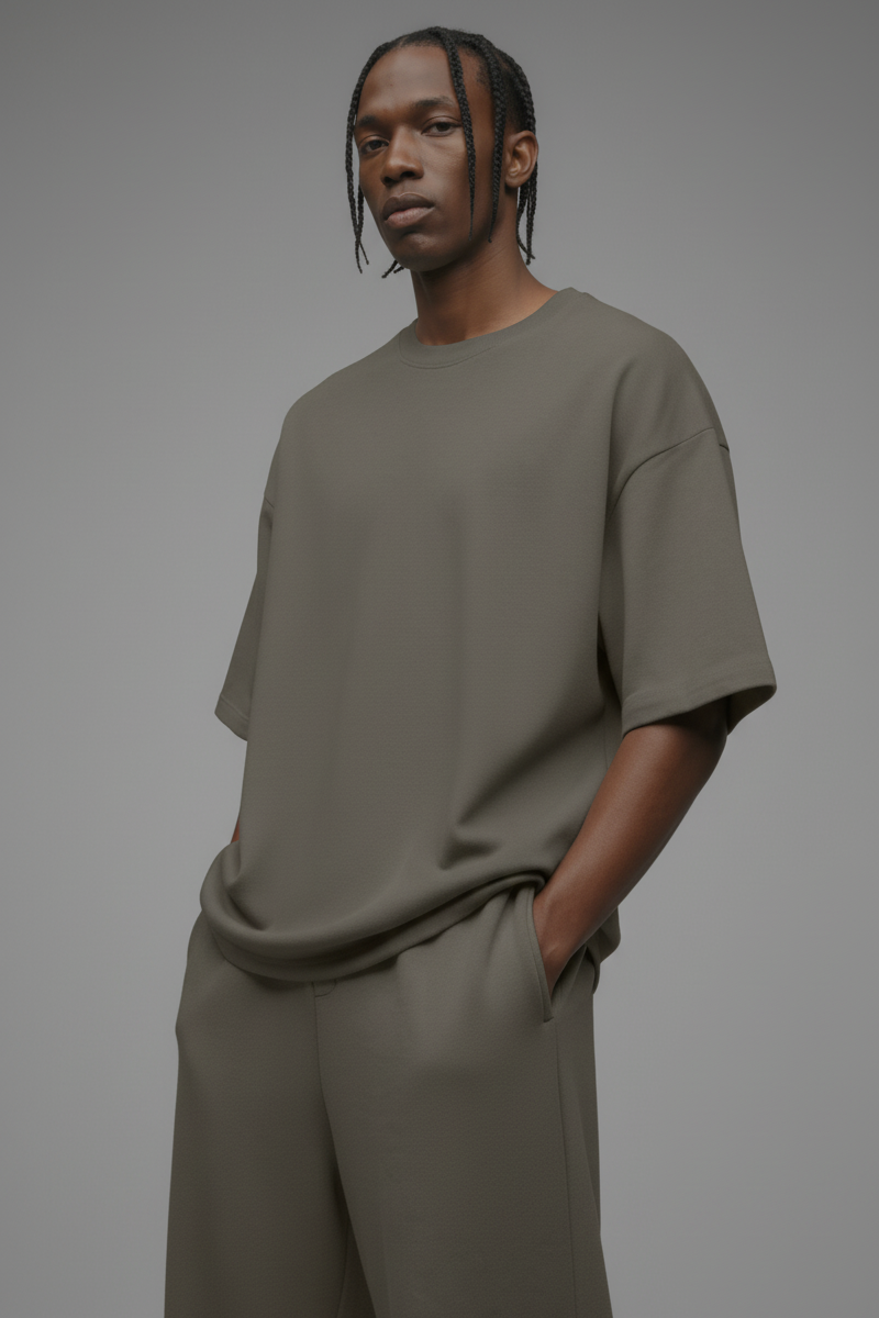 410 Oversized Fleece Tee - Moss Grey