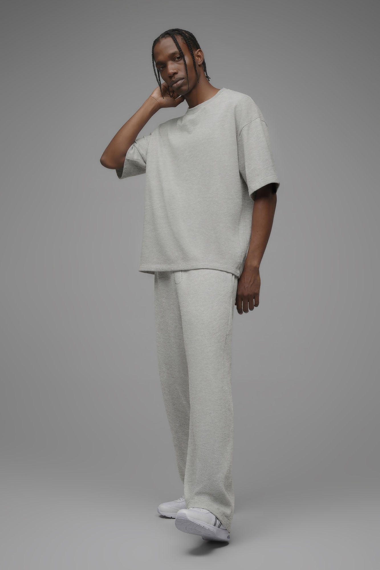 410 Oversized Fleece Tee - Heather Grey