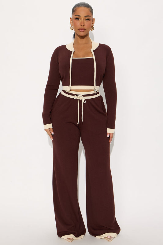 Rackell Sweater Pant Set - Brown