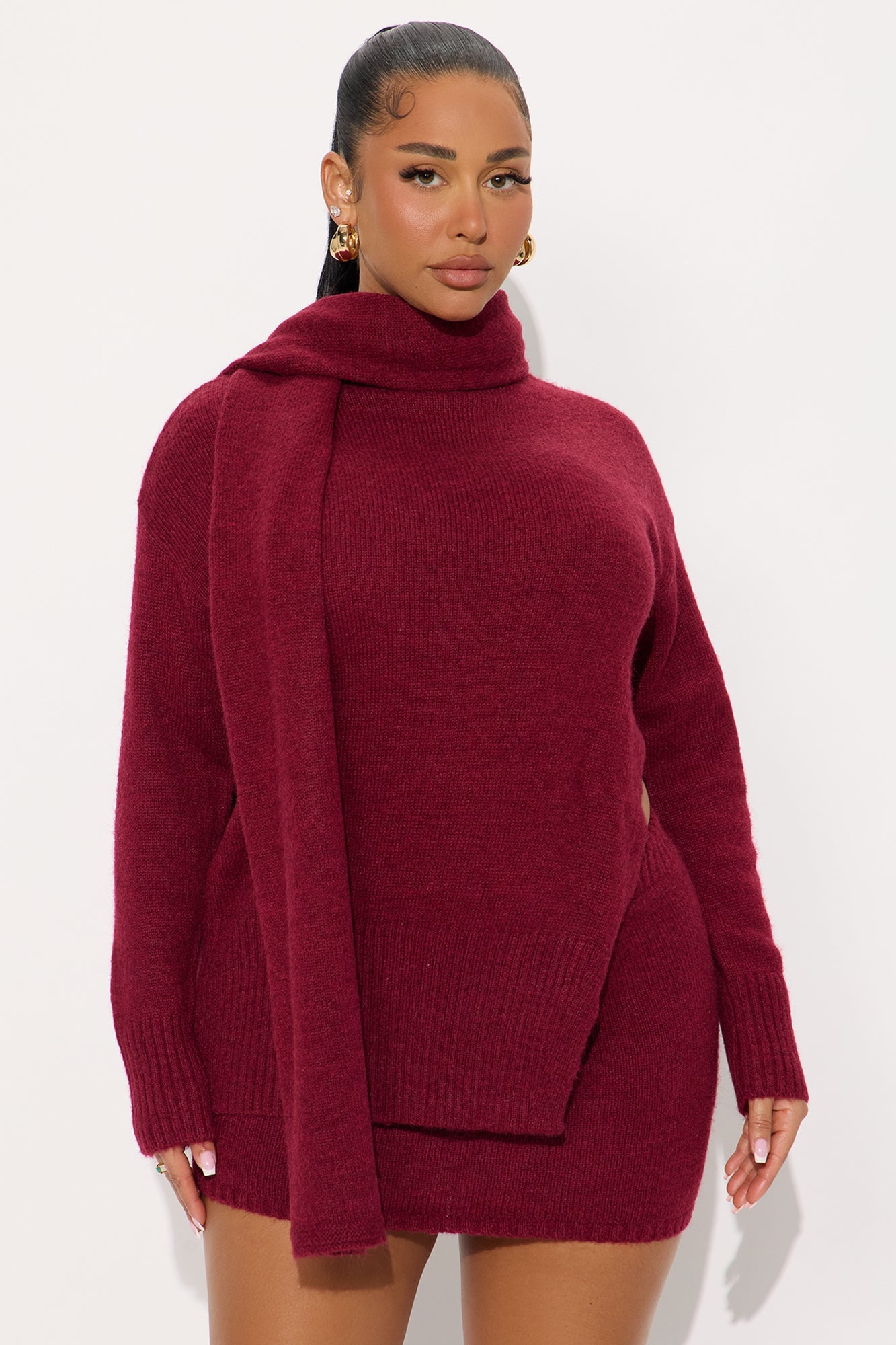Savannah Sweater 3 Piece Skirt Set - Wine