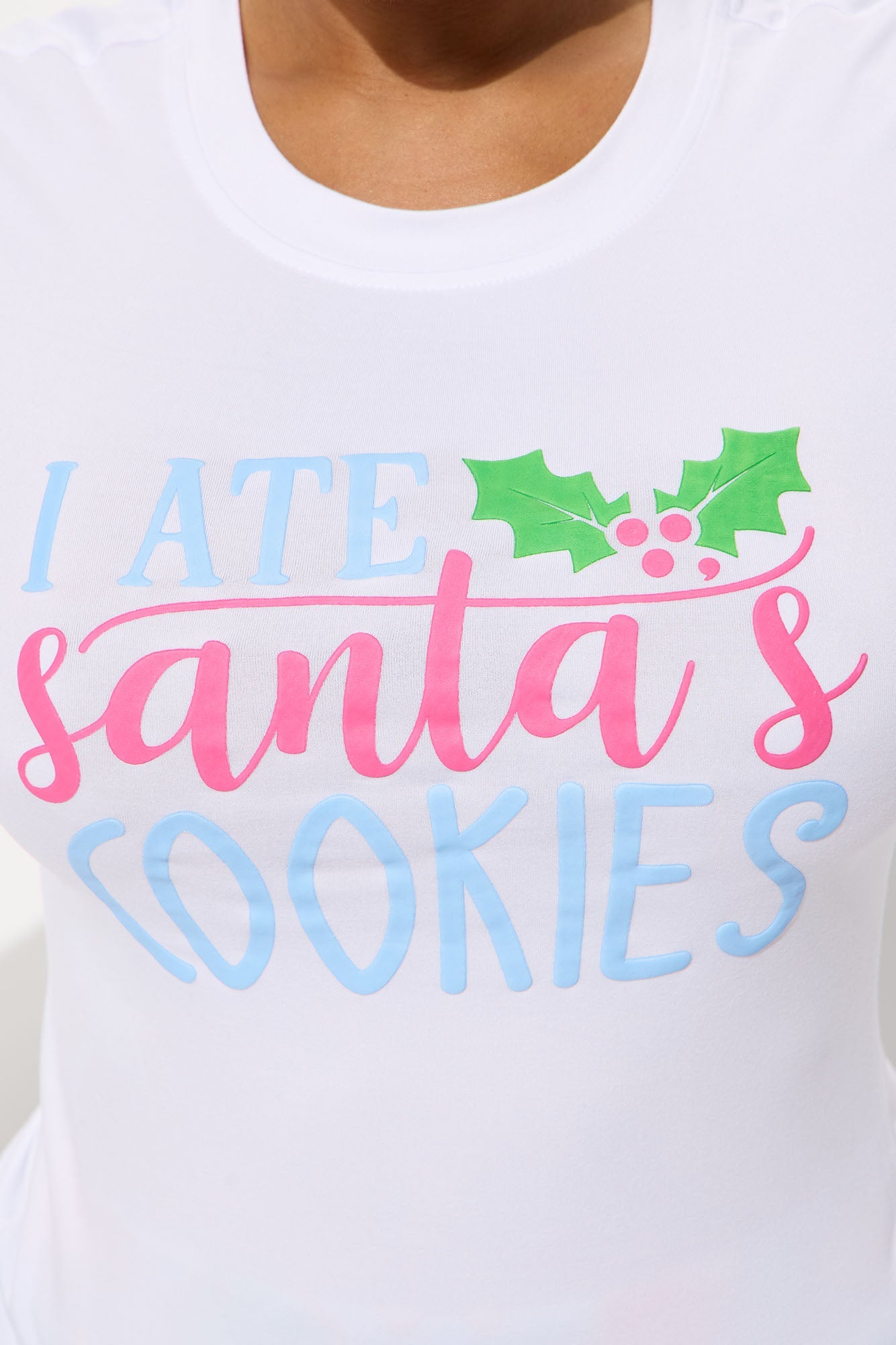 I Ate Santa's Cookies Long Sleeve Plush PJ Jogger Set - White/Blue