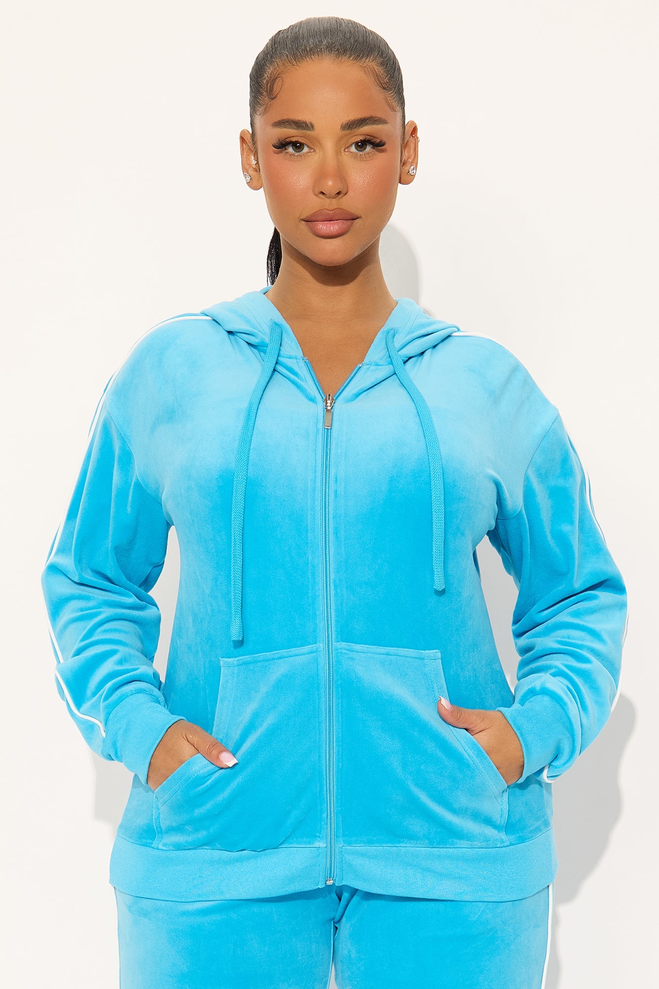 Chill Vibes Velour Pant Set - Aqua