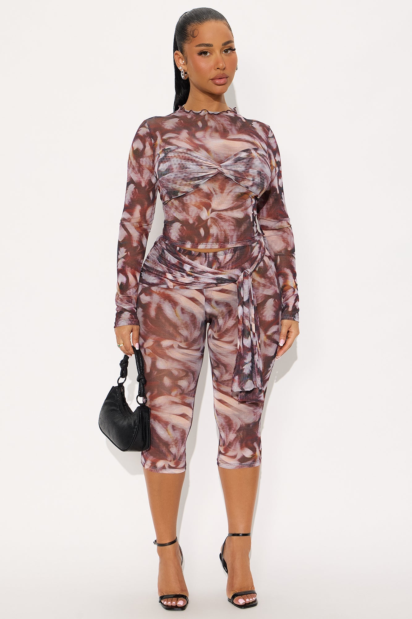 Out For The Night Capri Set - Brown Combo