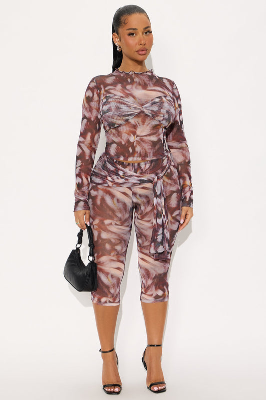 Out For The Night Capri Set - Brown Combo