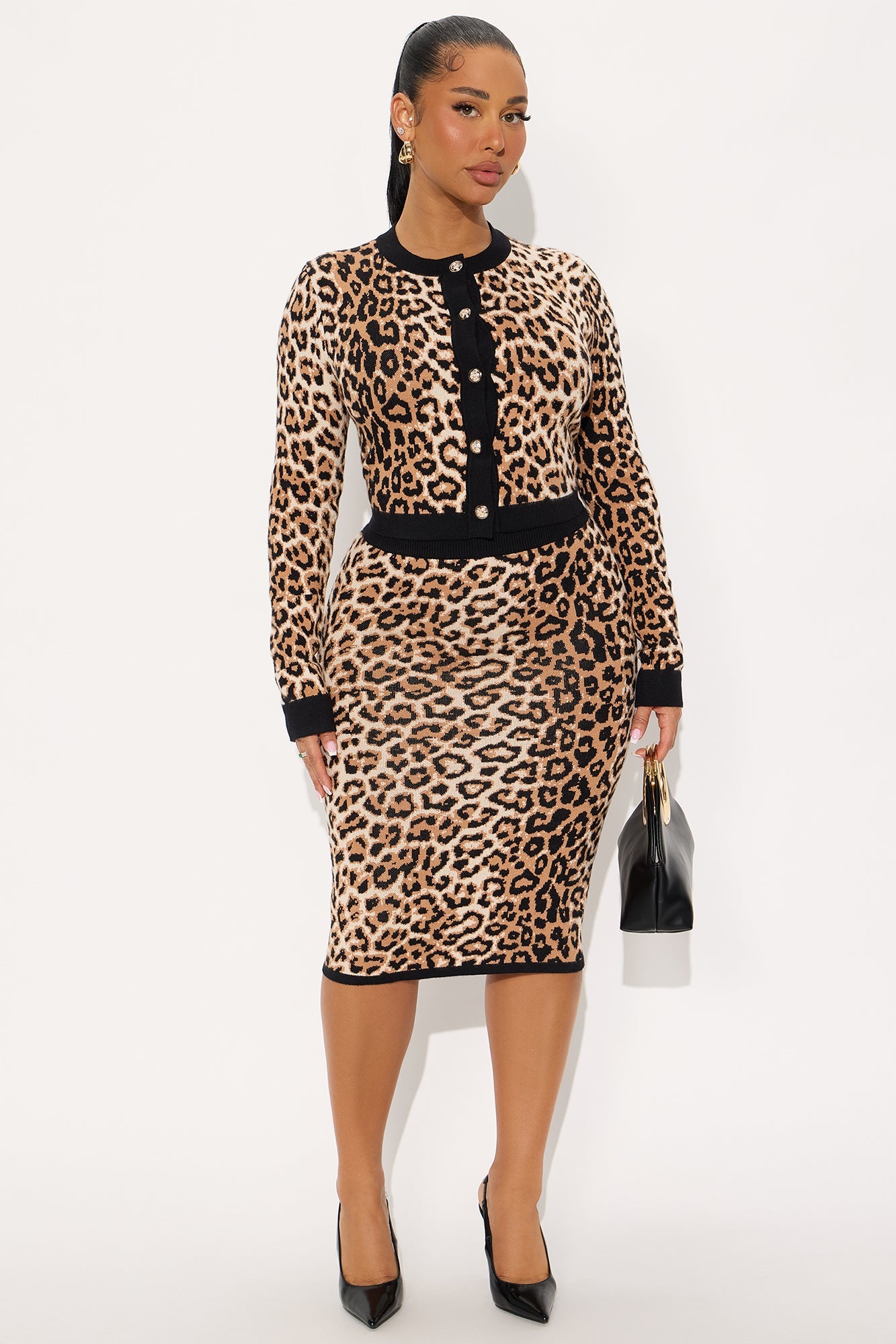 Handle With Care Leopard Sweater Skirt Set - Leopard