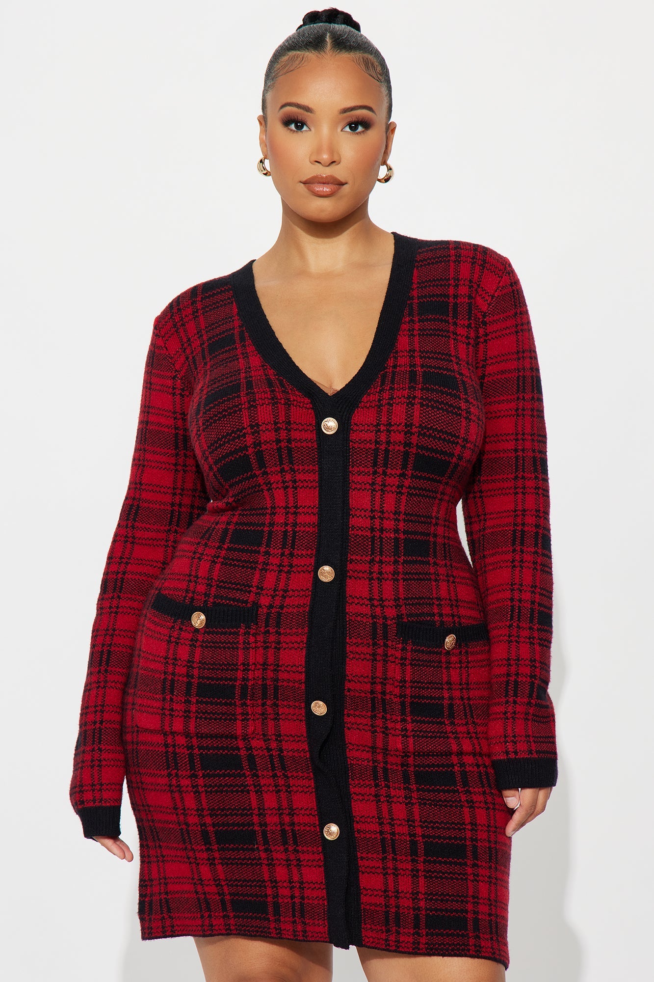 Tall Power Hour Plaid Mini Dress - Red/Black