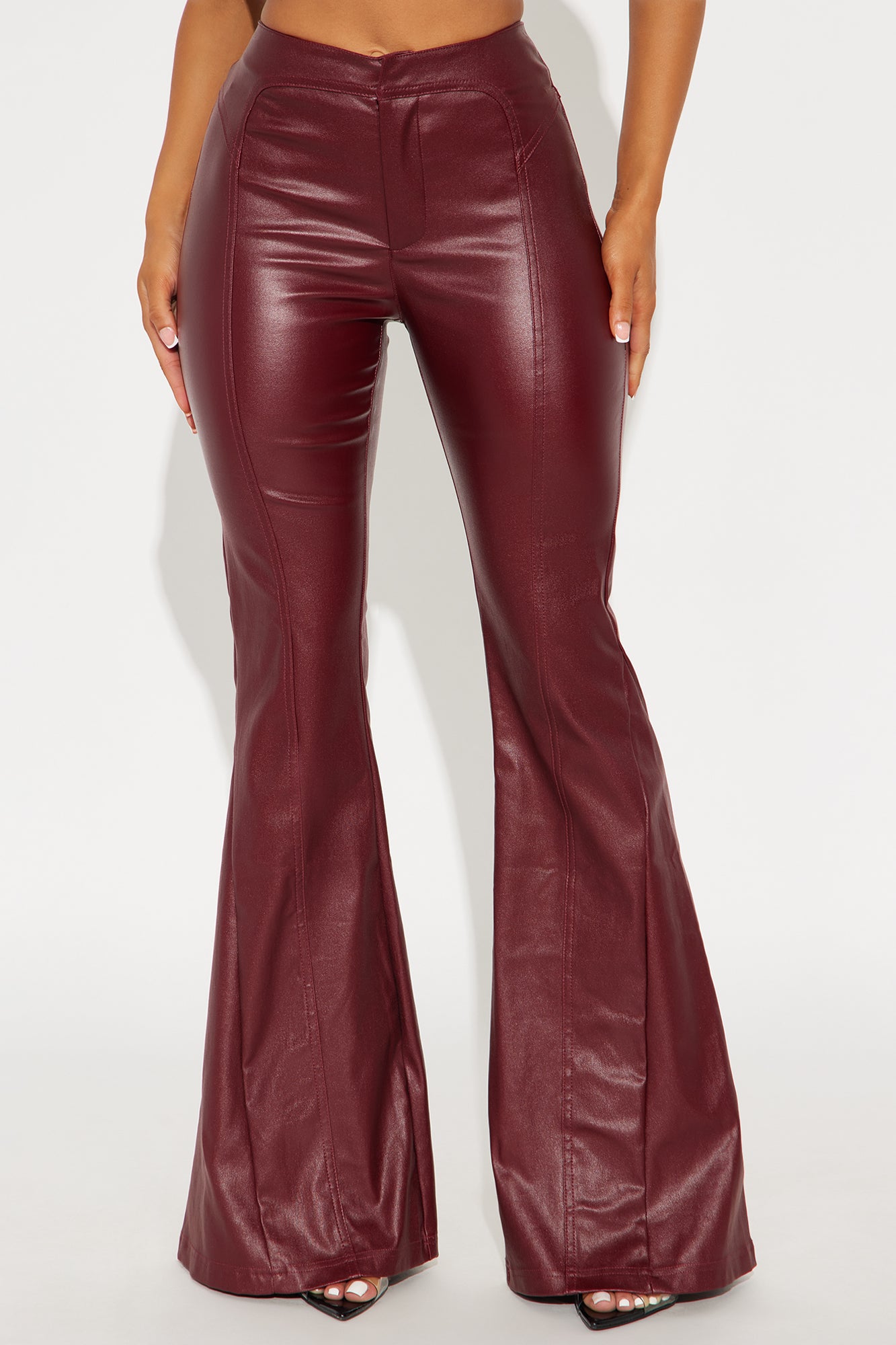 Aryzia Coated Twill Stretch Flare Pant 34 - Burgundy