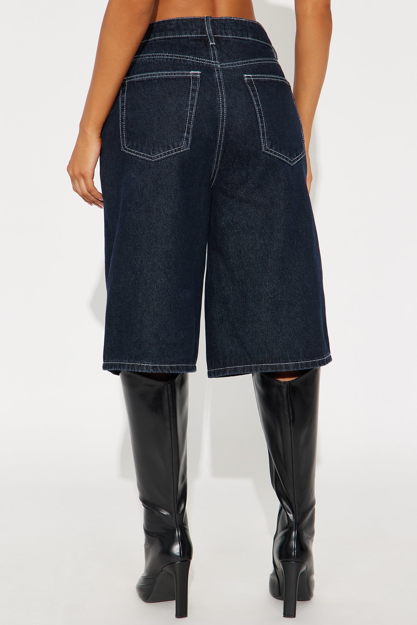 In A Rush Denim Jorts - Dark Denim