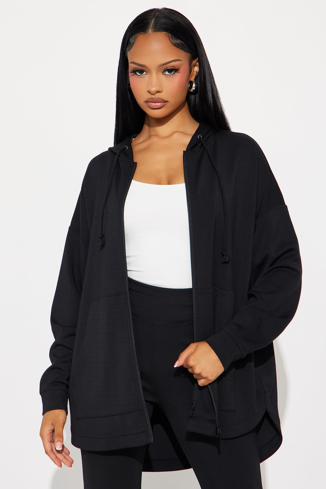 Sarah Ultra Soft Zip Up Hoodie - Black