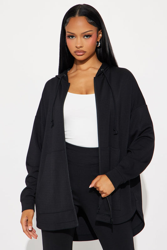 Sarah Ultra Soft Zip Up Hoodie - Black