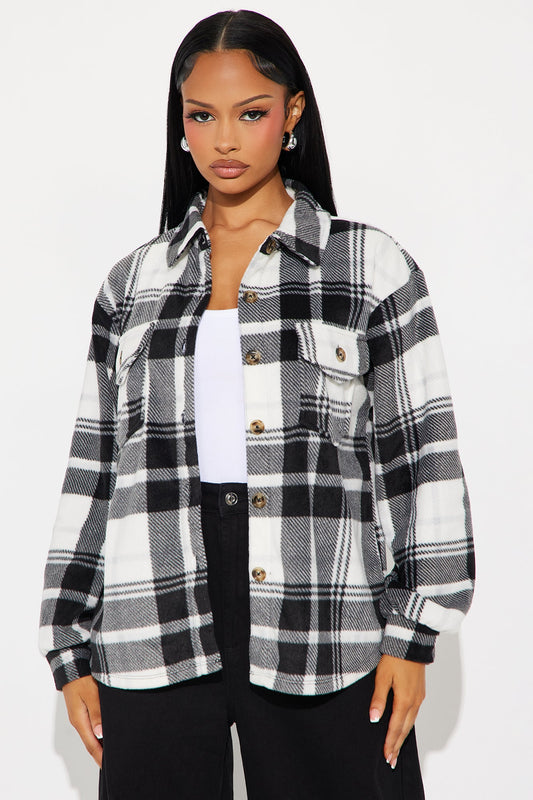Dana Plaid Long Shacket - Black/White