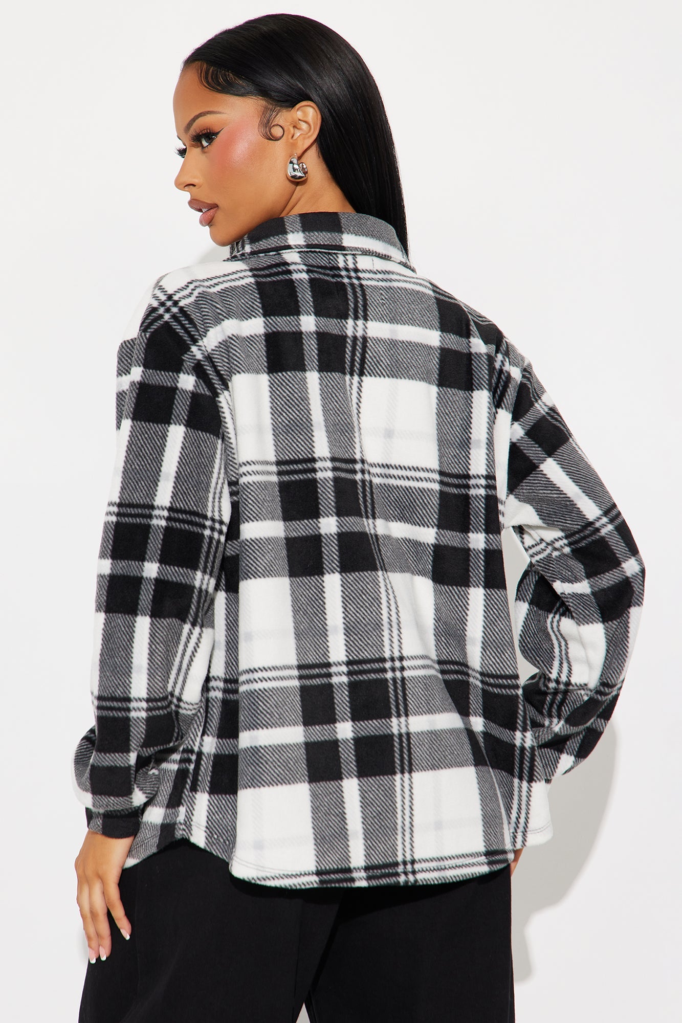 Dana Plaid Long Shacket - Black/White