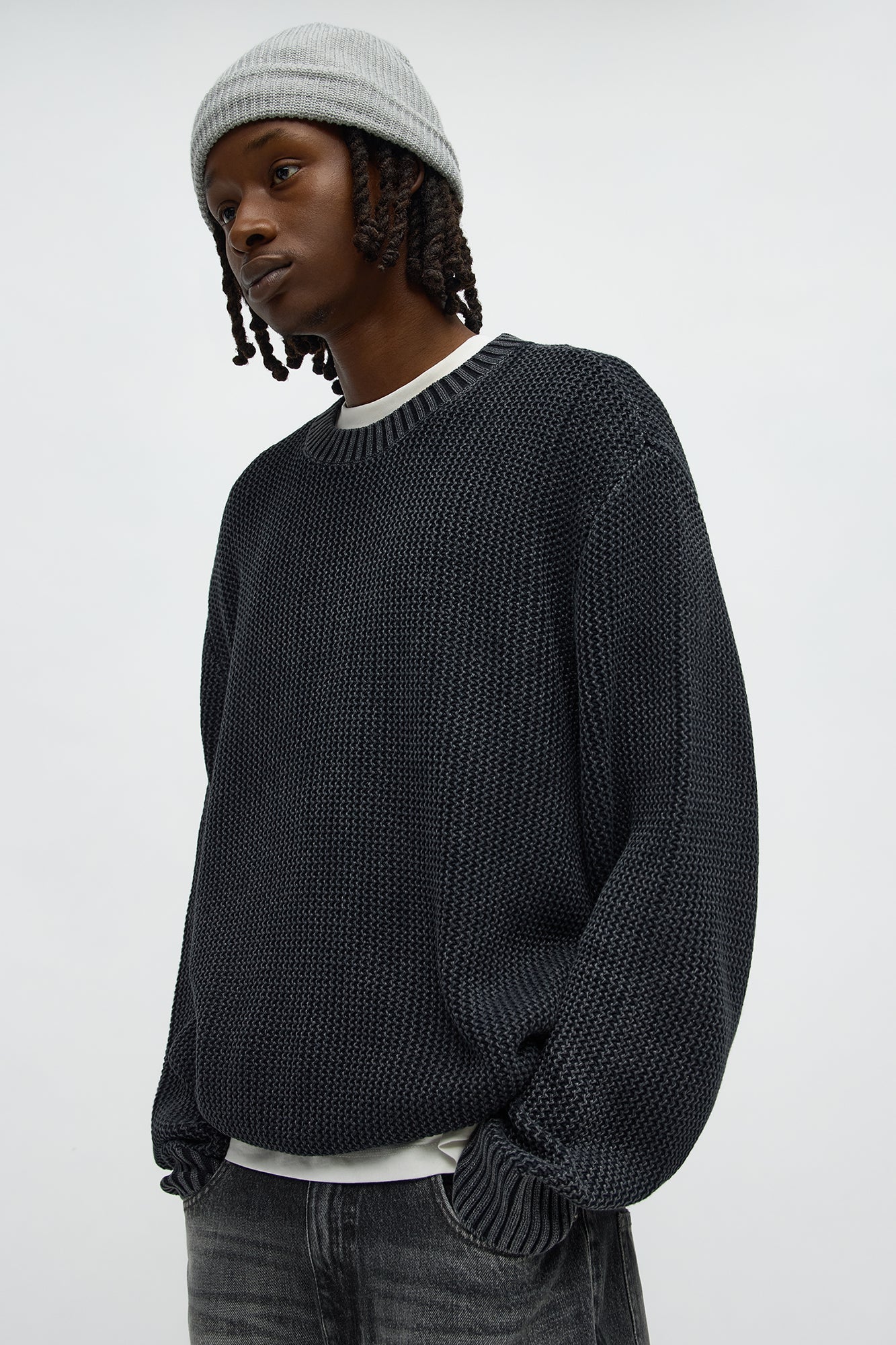 Morning Brew Crewneck Sweater - Black Wash