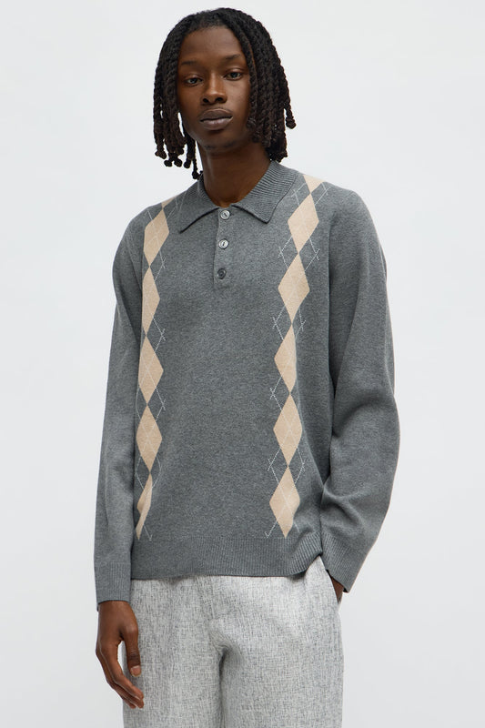 Edwin Polo Sweater - Dark Grey