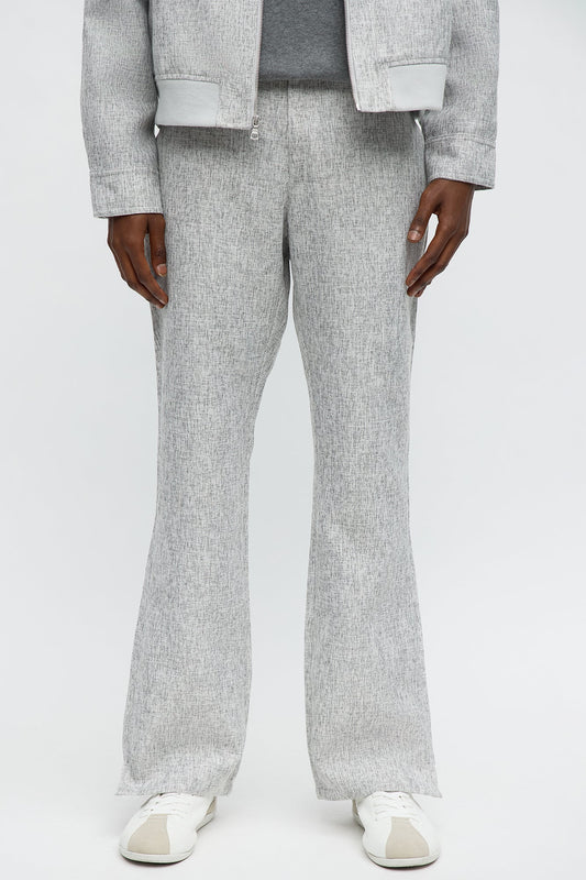 Slim Flare Slit Tweed Textured Pant - Grey/combo
