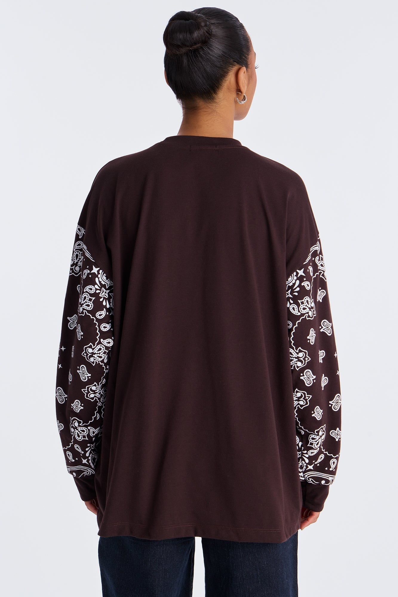 City of Angels Bandana Oversize Long Sleeve Crew Neck - Chocolate