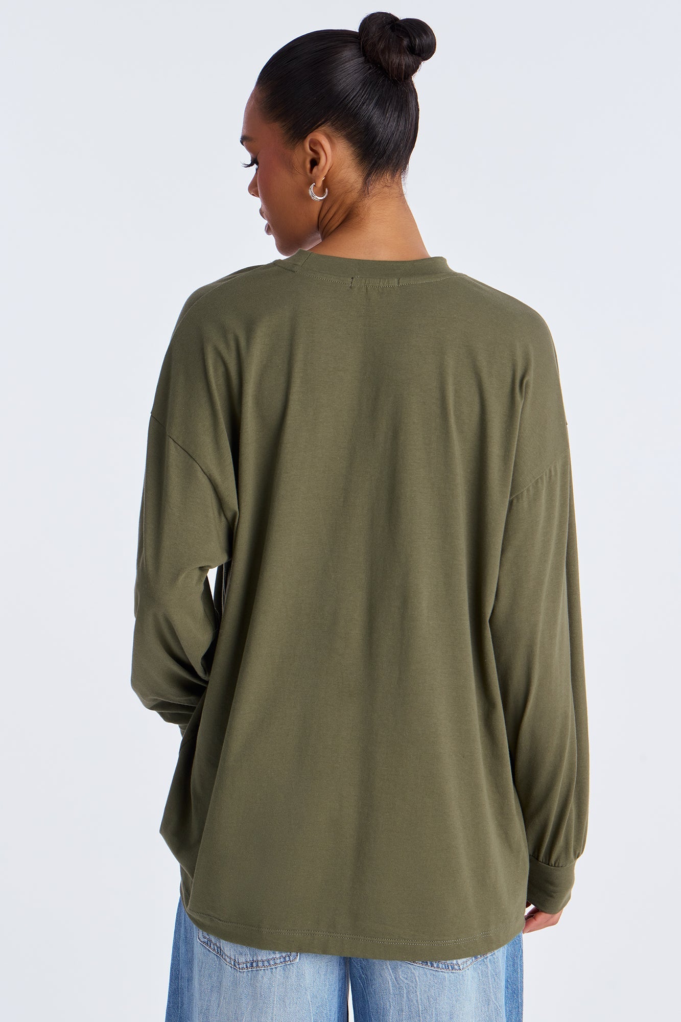 Bandana Babe Long Sleeve Crew Neck Tshirt - Dark Olive