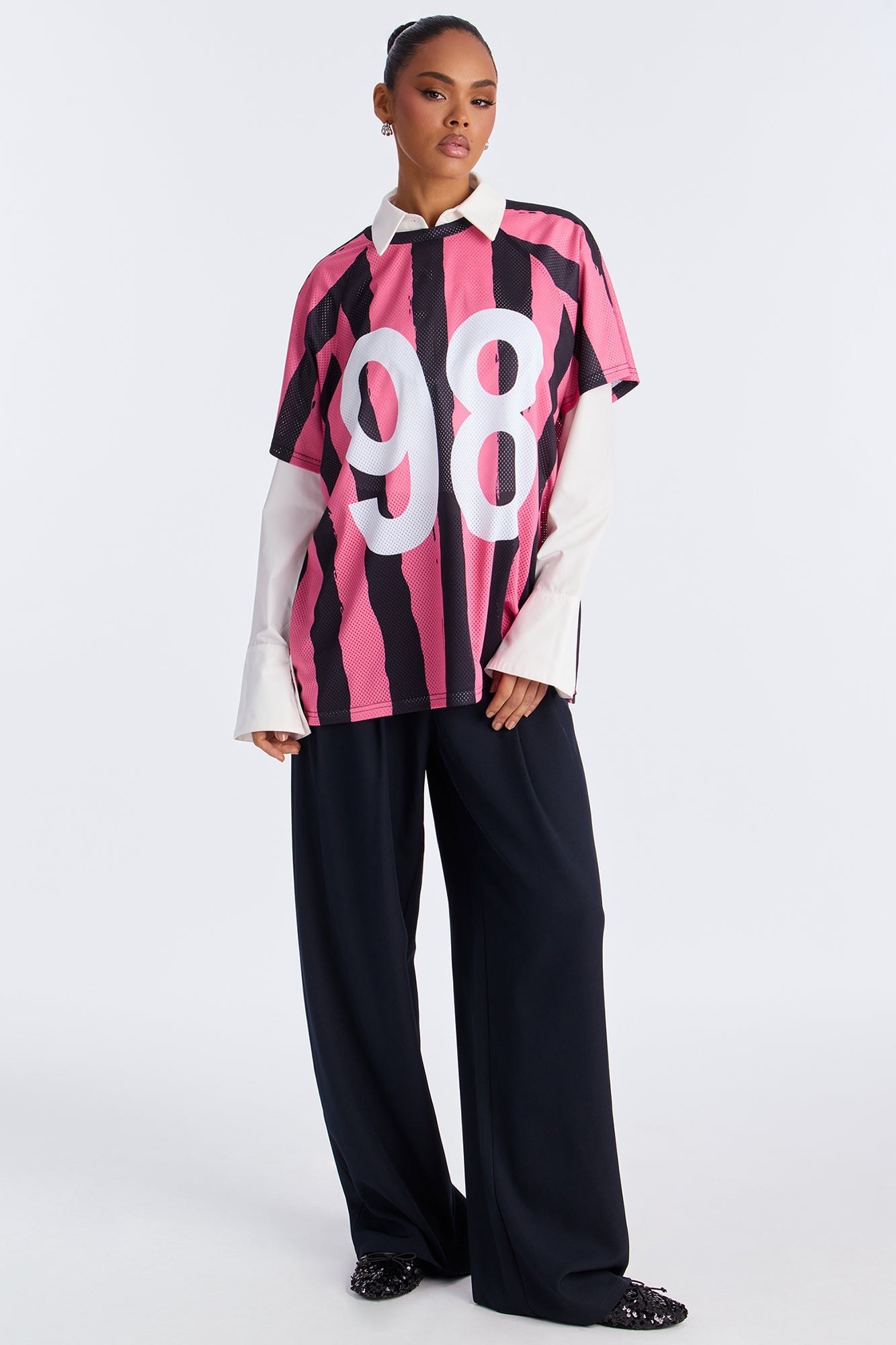 Not Your Game Striped Jersey - Black/Pink