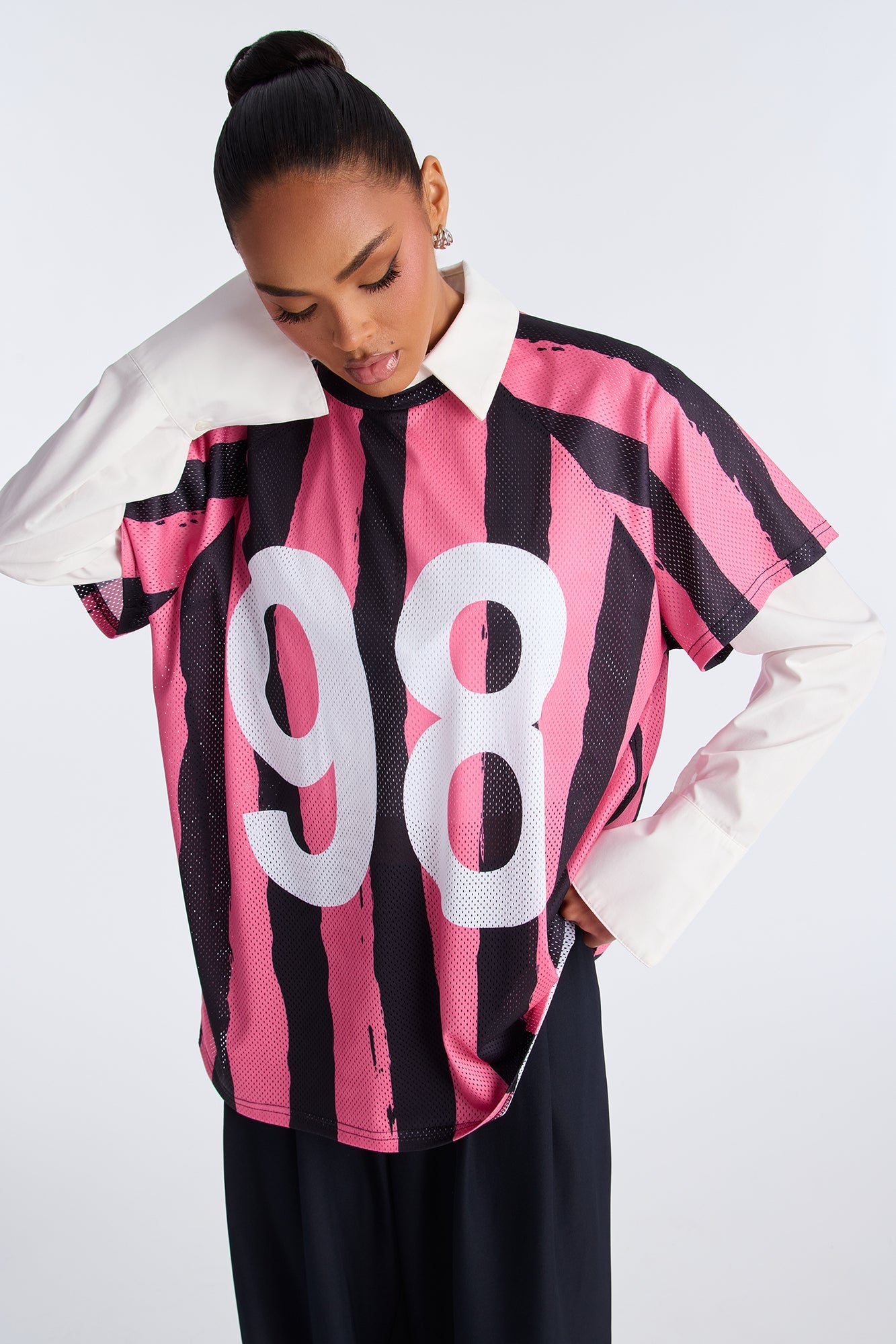 Not Your Game Striped Jersey - Black/Pink