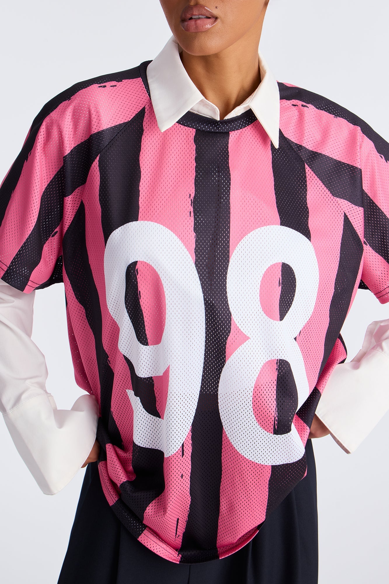 Not Your Game Striped Jersey - Black/Pink