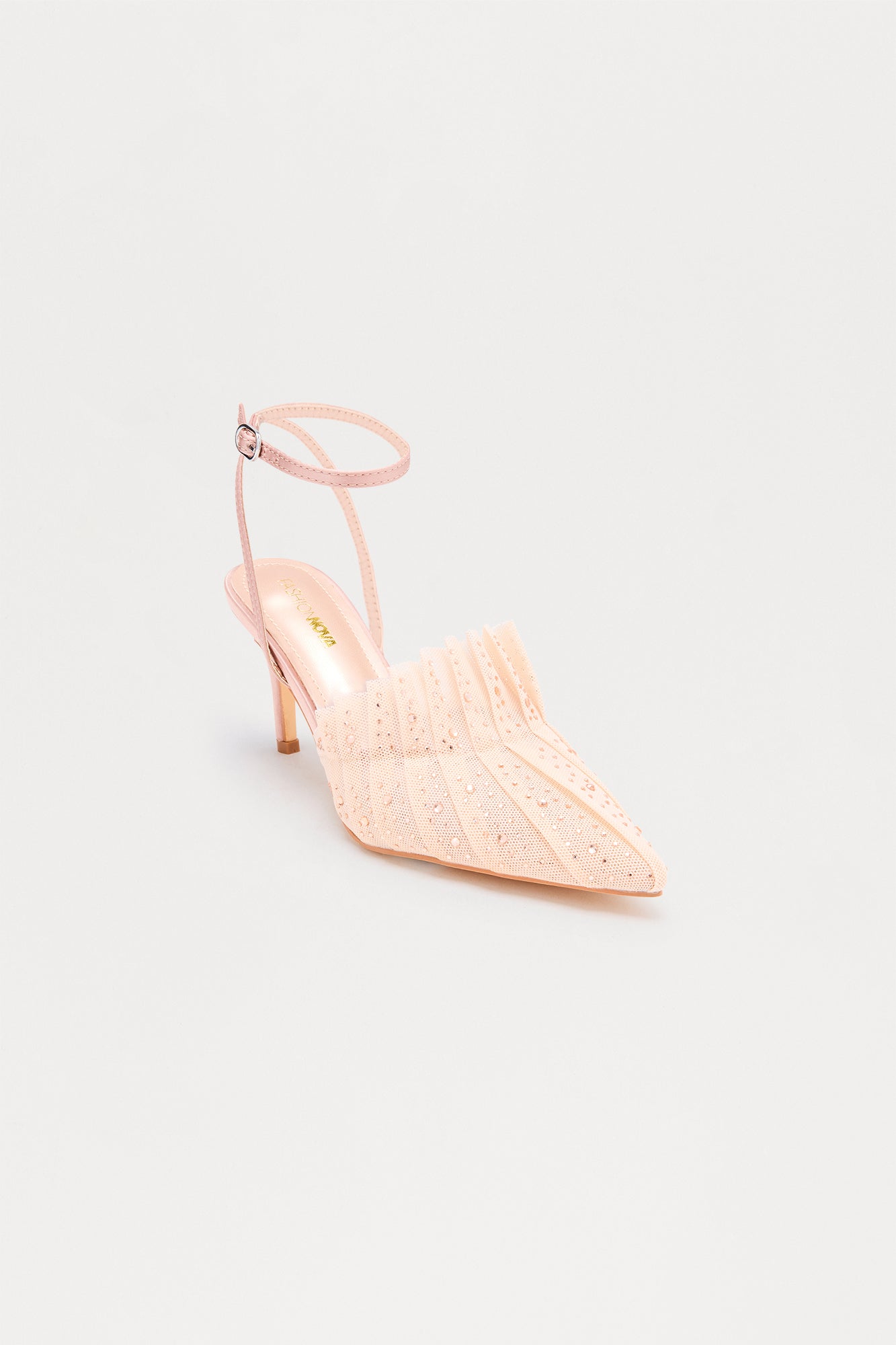 Gracelynn Rhinestone Mesh Pumps - Nude