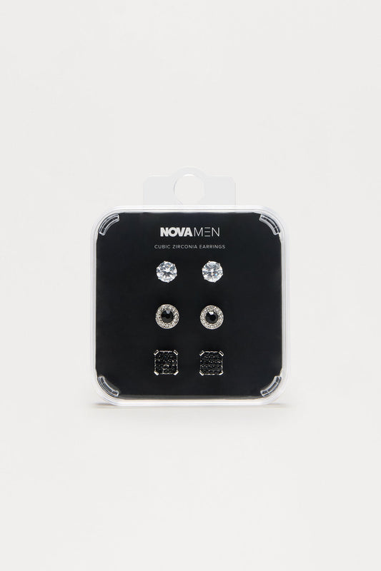 Rotation 3 Piece Earring Set - Silver