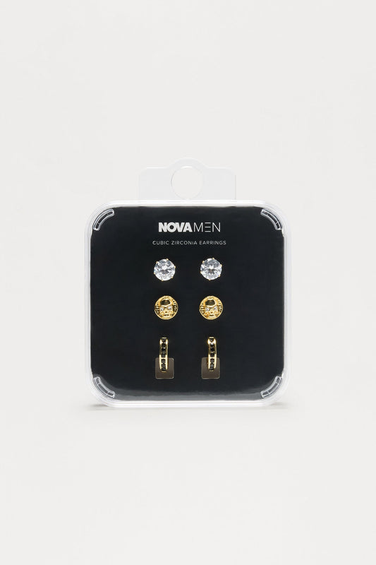 Shadow 3 Piece Earring Set - Gold