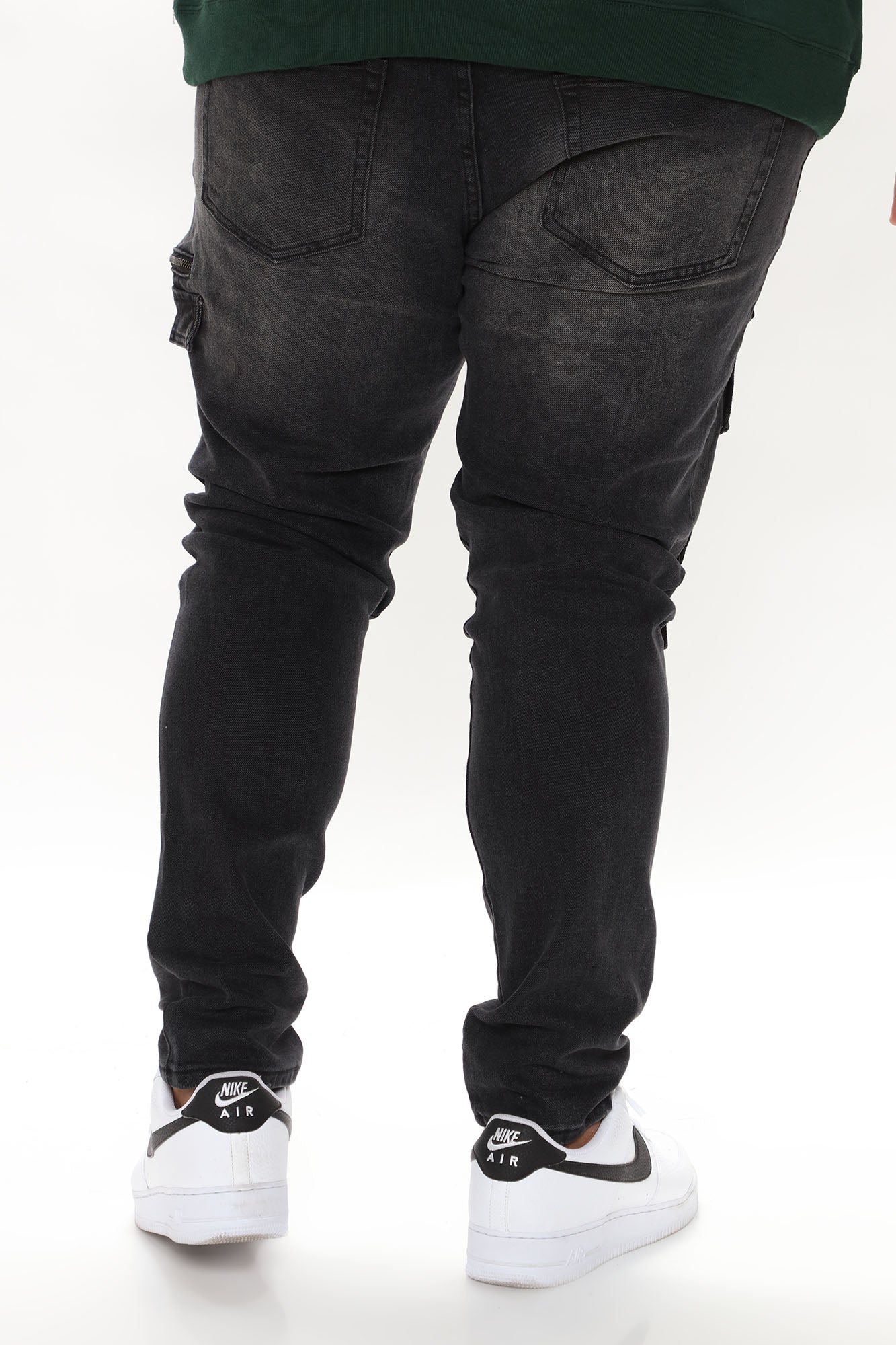 Cargo Pocket Slim Taper Jeans - Black