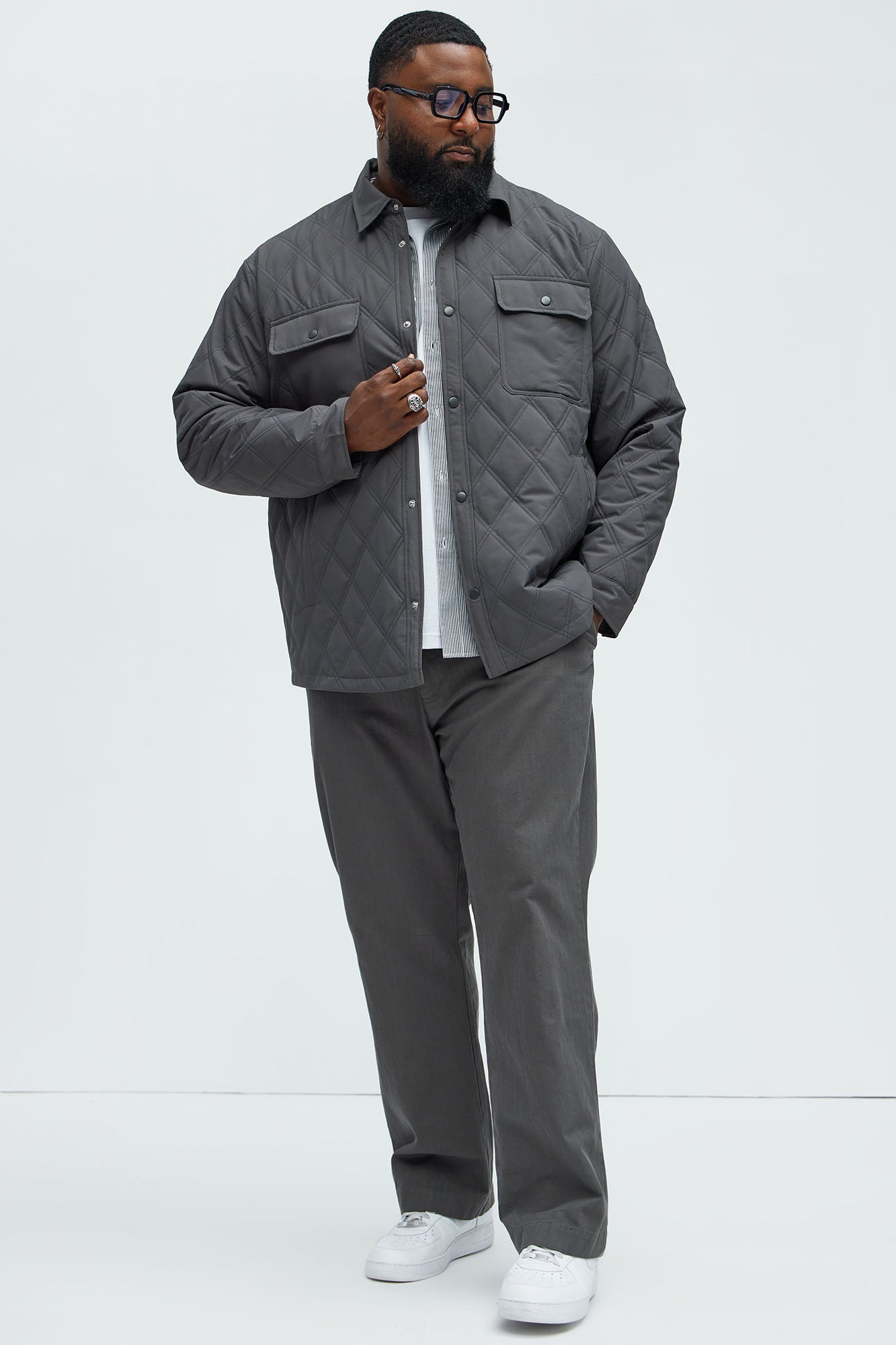 Auburn Quilted Shirt Jacket - Charcoal