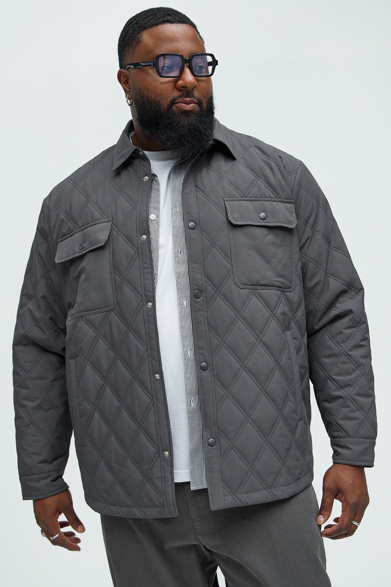 Auburn Quilted Shirt Jacket - Charcoal